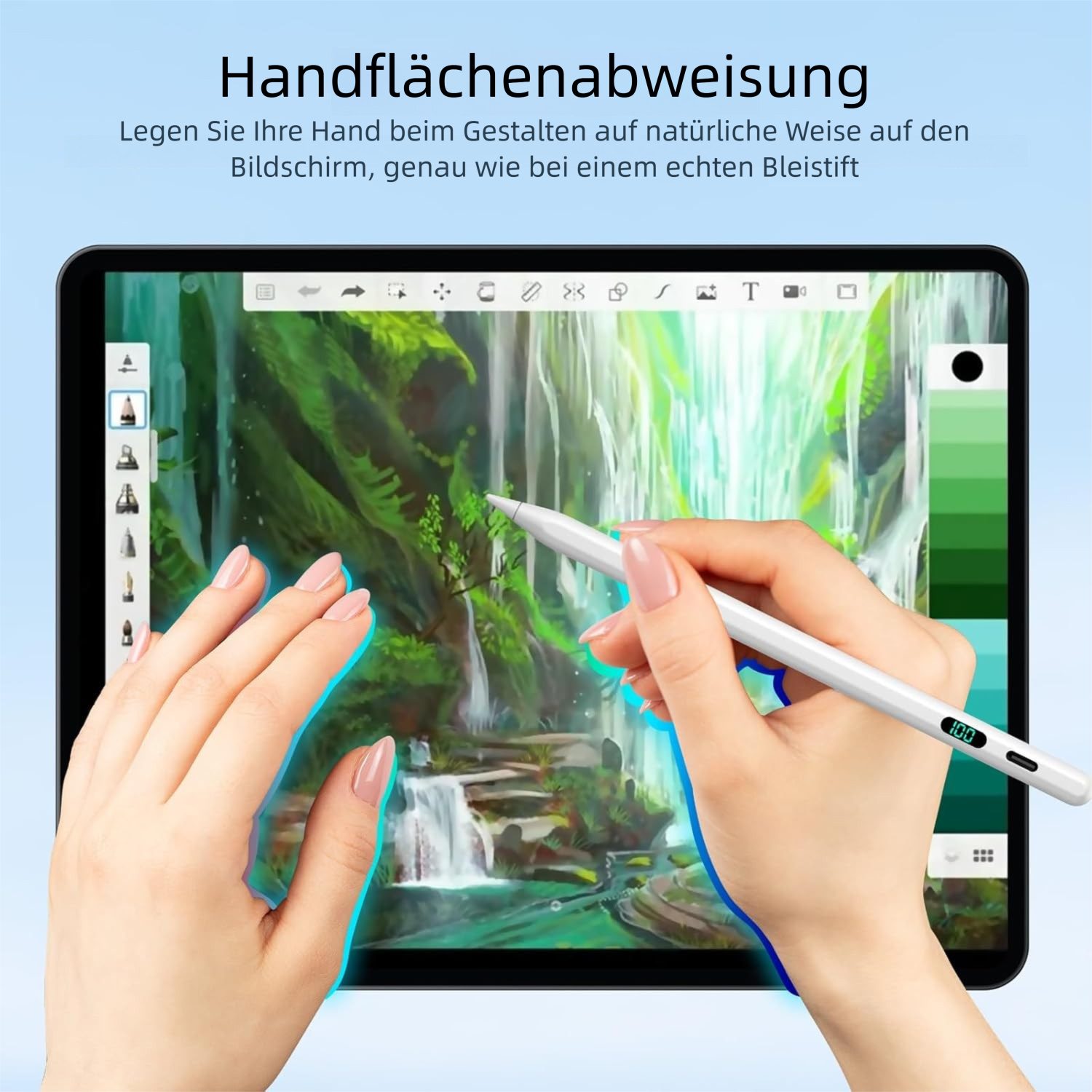 VEKROBOT Eingabestift Kapazitivstift Mit Display Für Tablets Touchscreens Ideal Zeichnungen (Packung, 1-St., Touchscreen-Stift – Eingabestift zum Zeichnen & Schreiben) Echtzeit-Batterieanzeige mit praktischem Digitaldisplay