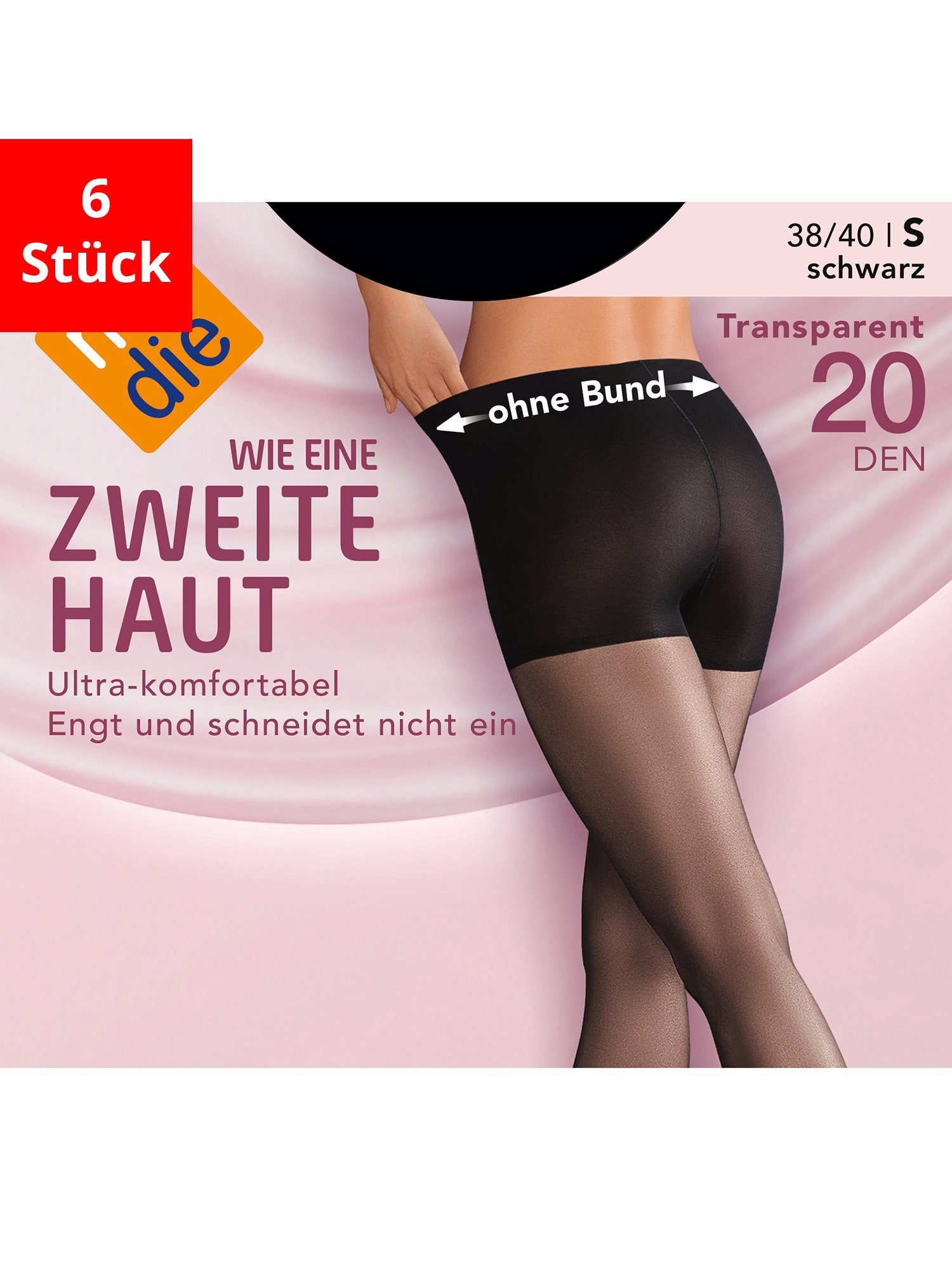 Im Wie Feinstrumpfhose zweite Die Nur - schwarz 6-Pack Haut eine