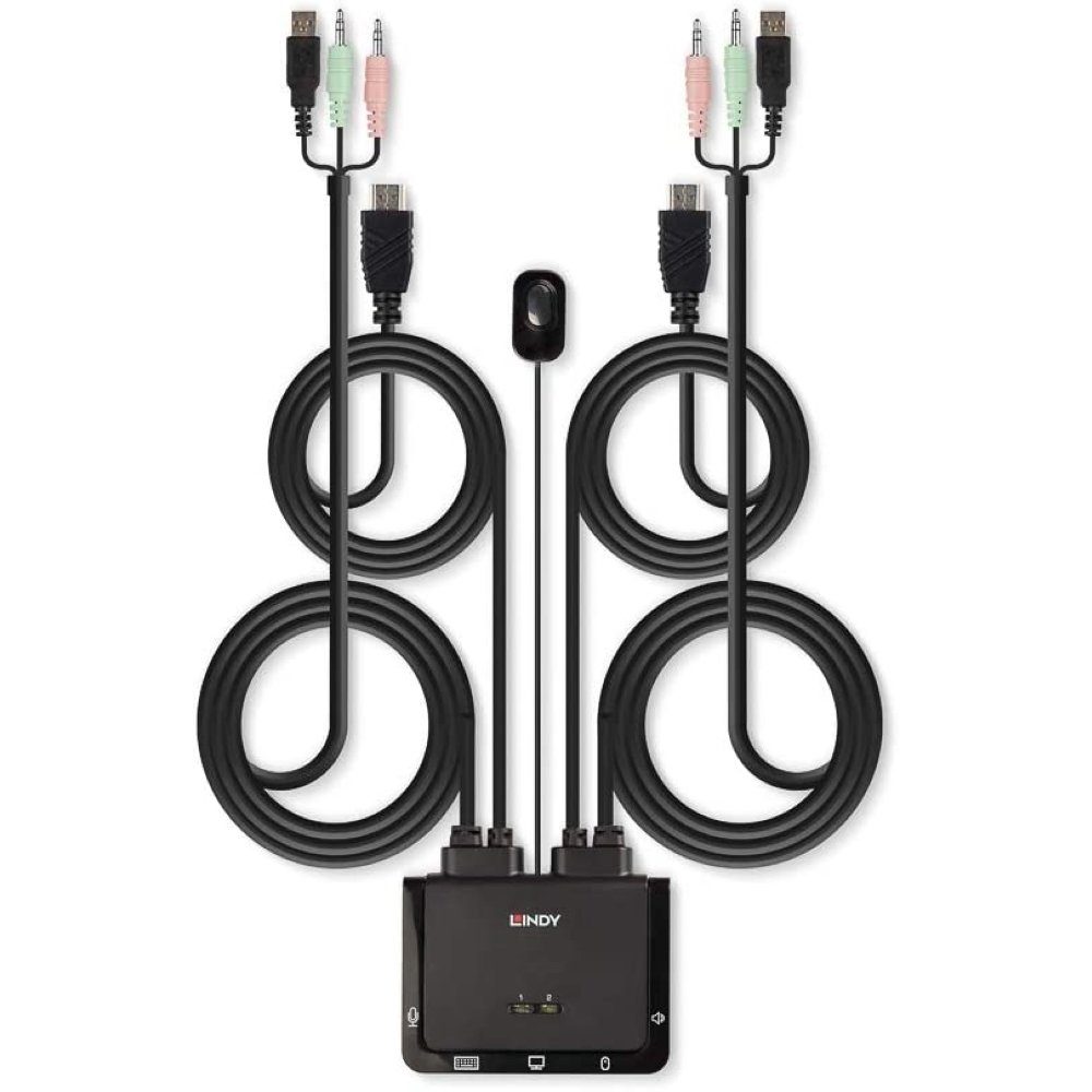 Lindy 2 Port Kabel HDMI 18G USB 2.0 & Audio - KVM Switch - schwarz Computer-Adapter