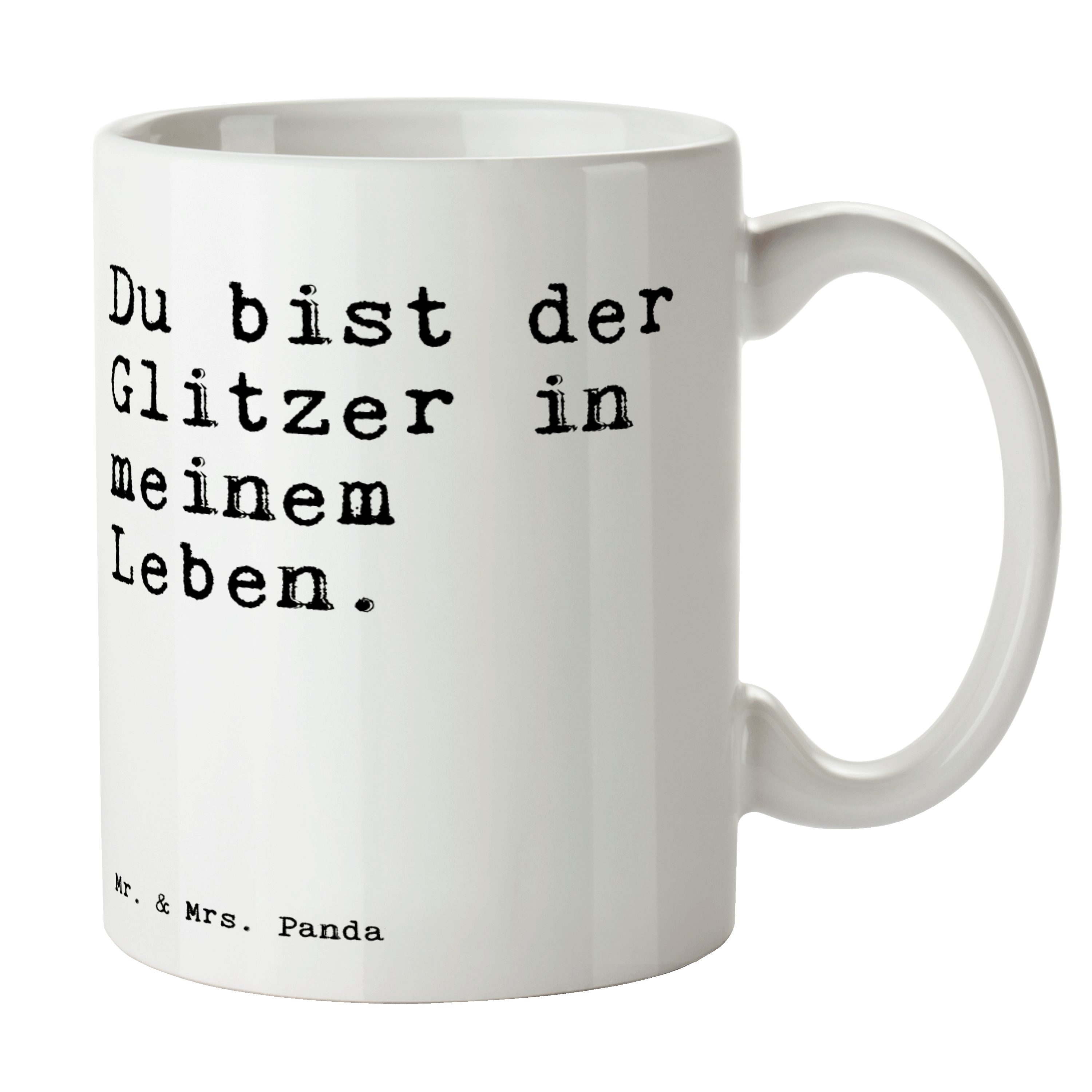 Glitzer... bist - Keramik & Spruch, - der Weiß Geschenk, Du Tasse Panda Motiv, Tasse Glitzer Mr. Mrs.