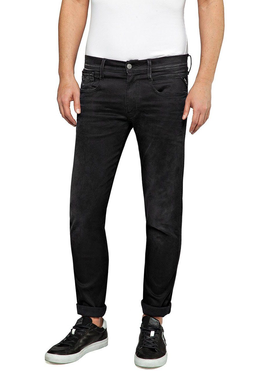 Replay Slim-fit-Jeans ANBASS HYPERFLEX BIO black