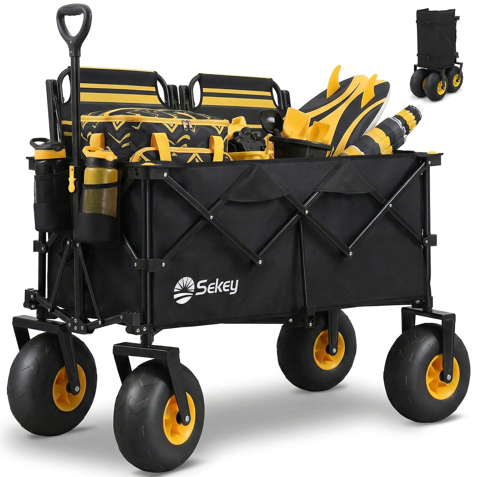 Bollerwagen Faltbar Strand Bollerwagen mit Luftreifen Strandwagen Klappbar 200KG