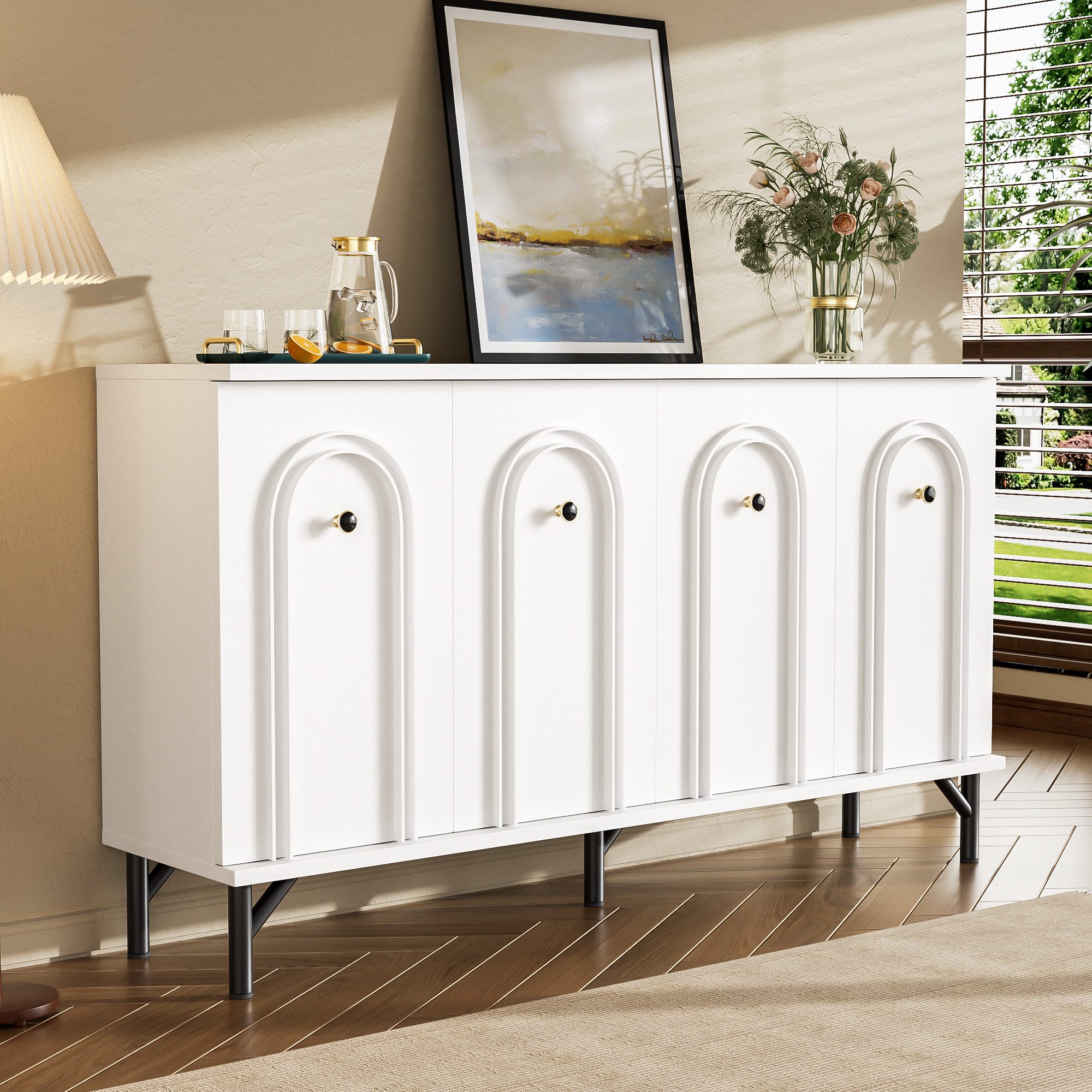 Flieks Sideboard mit 4 Türen (B140/T34/H78 günstig online kaufen
