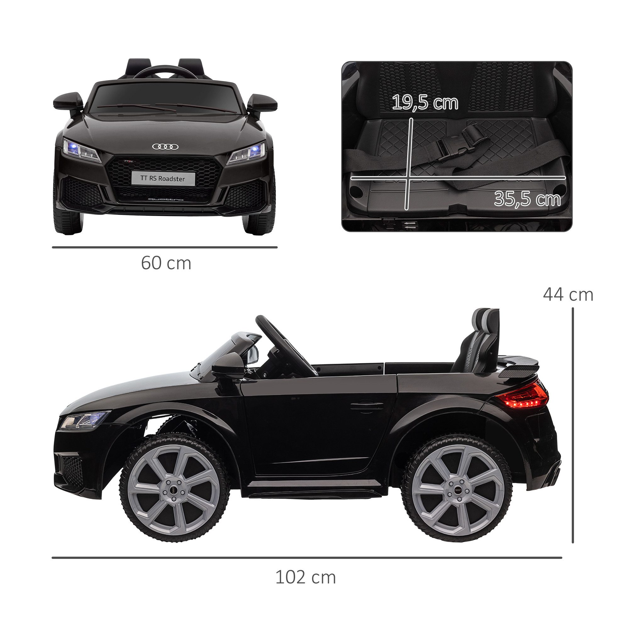 HOMCOM Elektro-Kinderauto Kinderfahrzeug für Kinder 3-5 Jahre, mit Fernbedienung, Belastbarkeit 25 kg, (1-tlg), bis 3 km,h, für Kinder 3-5 Jahre, Schwarz