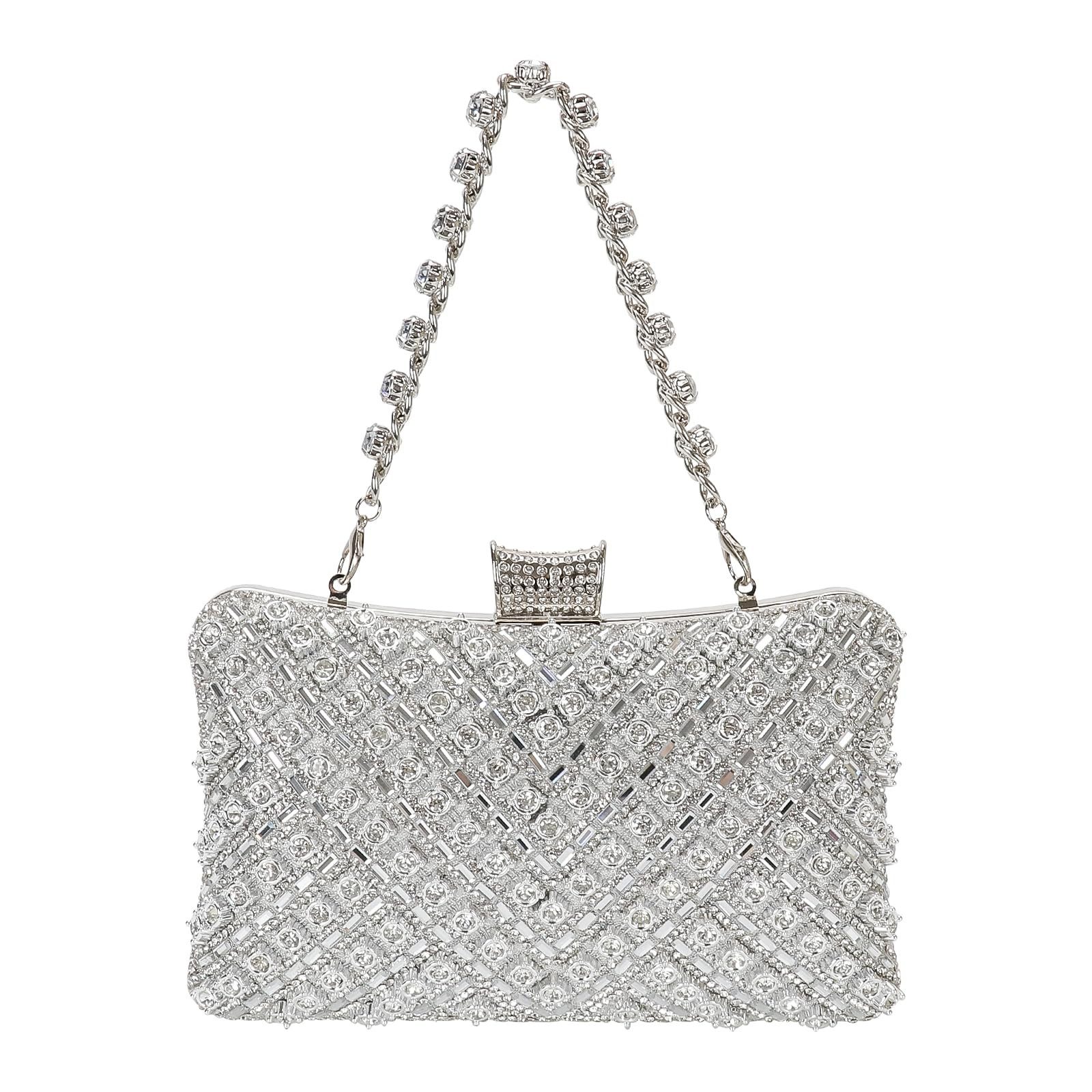 nsihing Clutch Kettentasche, Clutch Damen, Glitzernde Kleine Abendhandtasche, Elegante Tasche Schultertasche für Hochzeit, Party und Ball