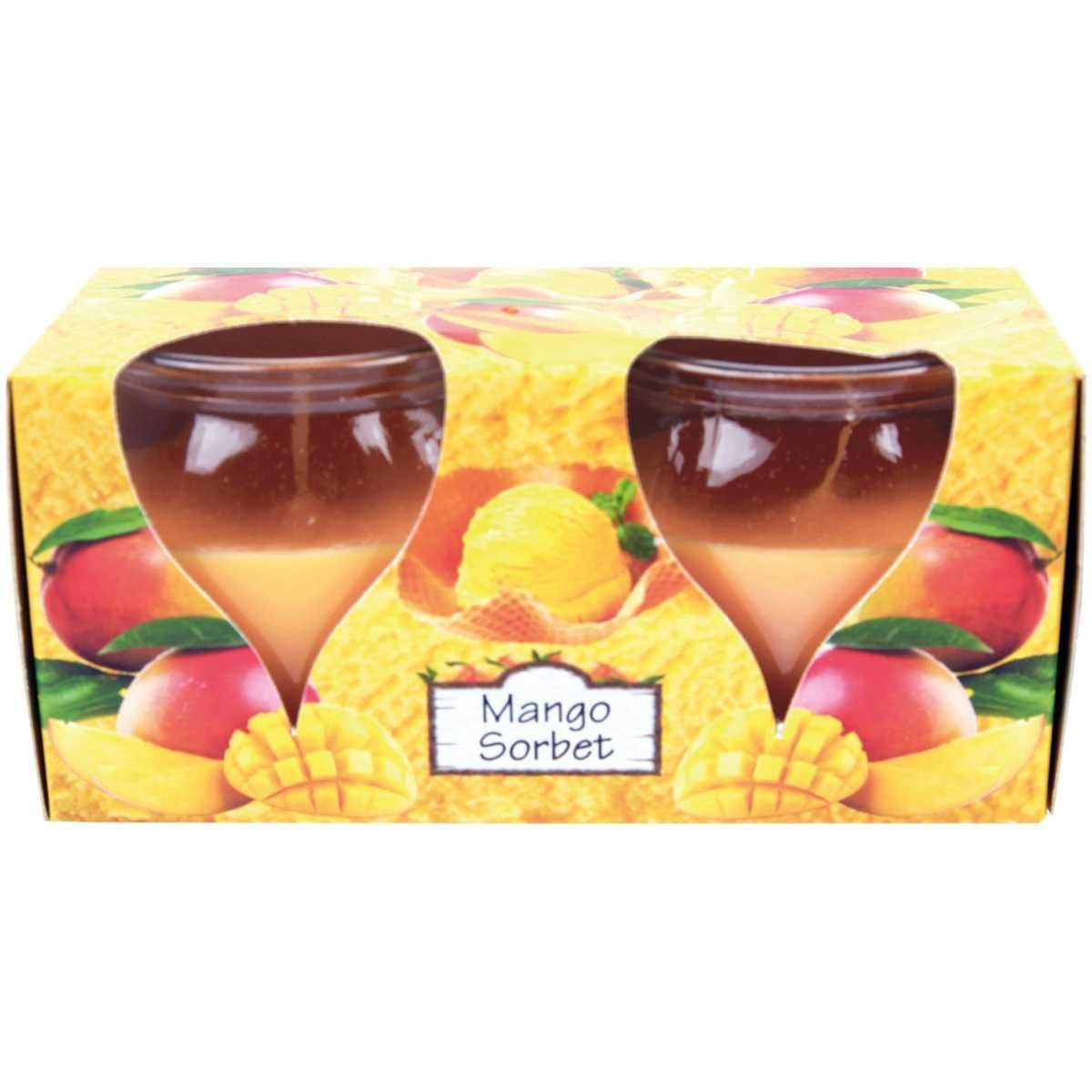 HS Candle Duftkerze im Glas Set (2-tlg), Mango Sorbet, Duftnote fruchtig, Ø6x6cm, 18h Brenndauer