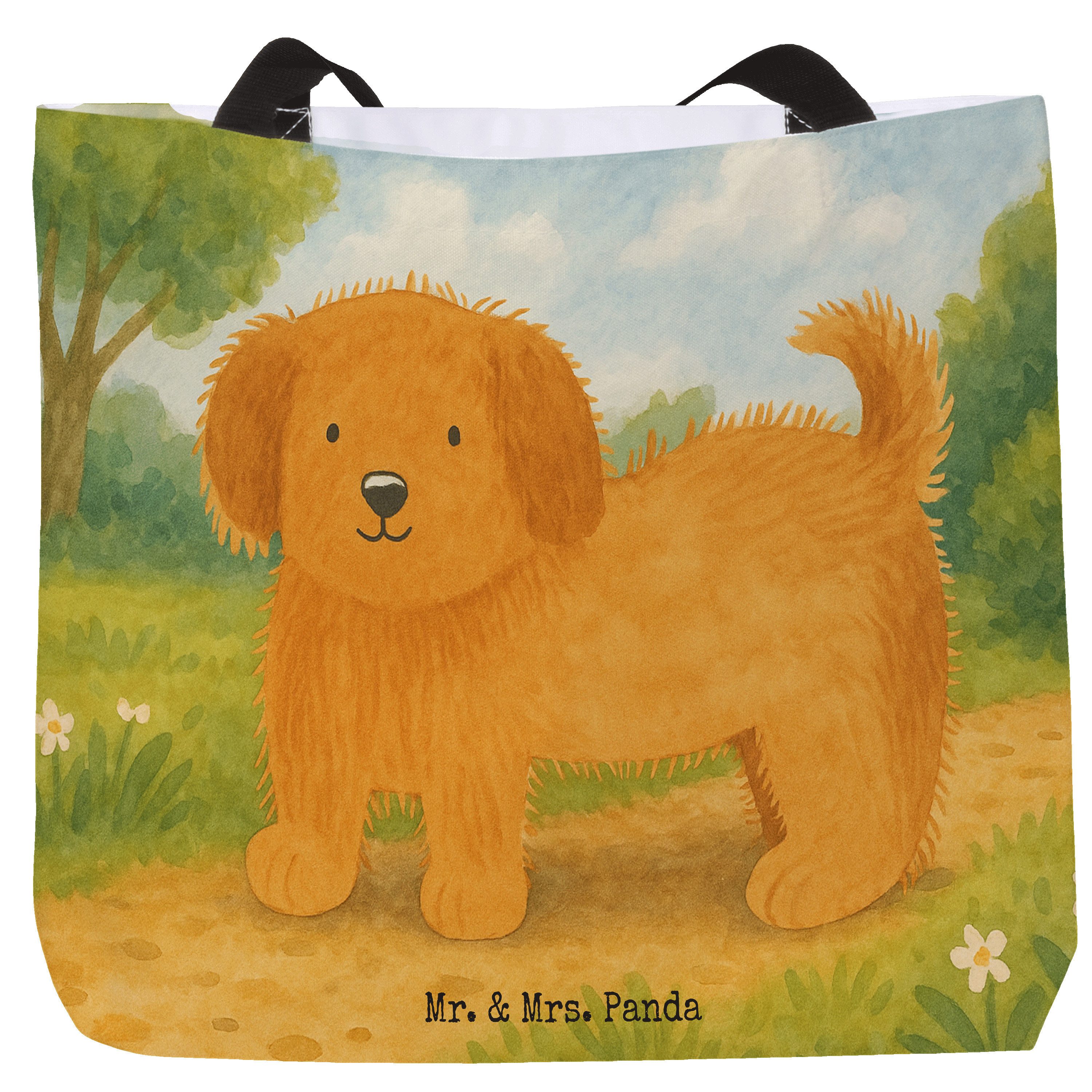 Mr. & Mrs. Panda Shopper Hund Flauschig Design, Schultasche, Weiß, Tasche, Hundeliebe, Reiseta (Packung), Urlaubstasche Tragetasche Freizeittasche