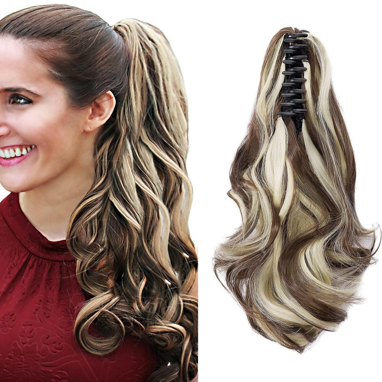 LuxusKollektion Kunsthaar-Extension Haar Extensions 30 cm 110g Chestnut Brown&Gebleichtes Blond