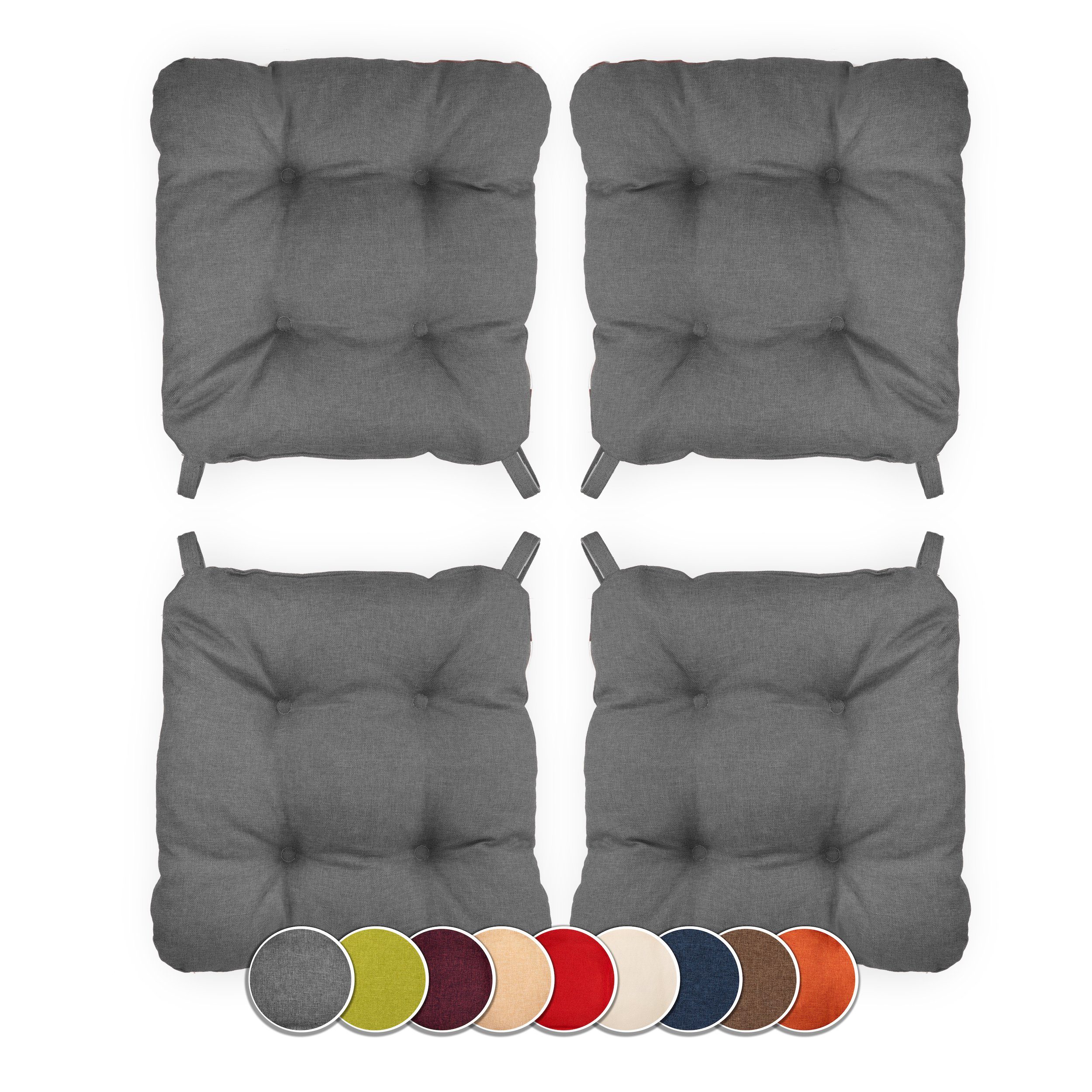 sunnypillow Подушка для стула 4er Set Подушка для стула mit Klettverschluss Maße: 40/35x40x8cm