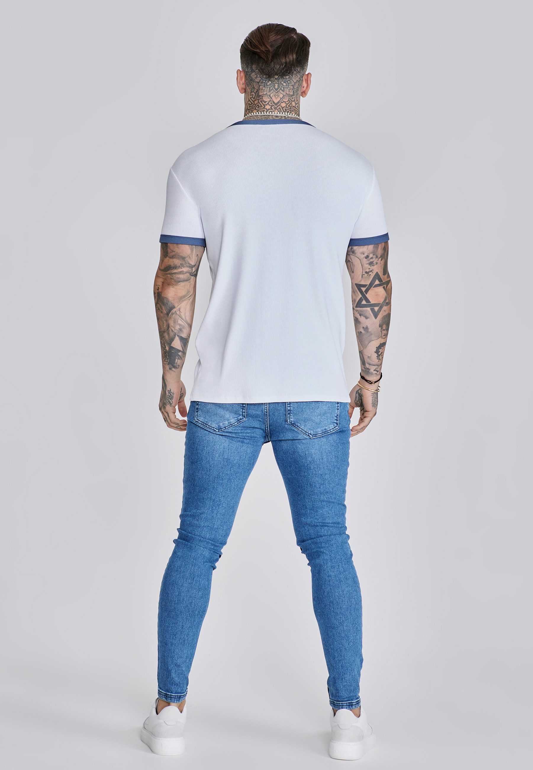Siksilk T-Shirt SikSilk Herren Geripptes Ringer T-Shirt