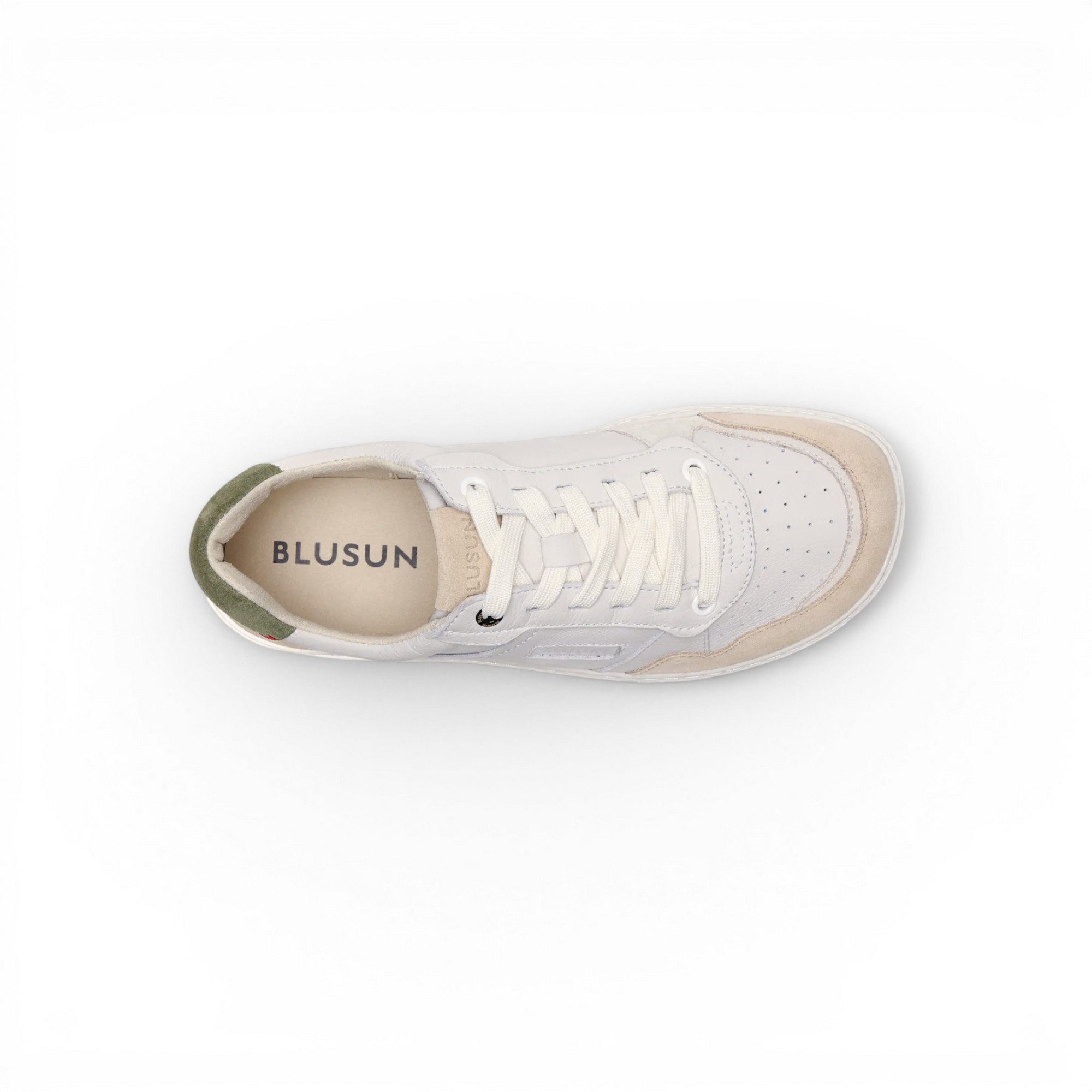 BLUSUN Barfussschuhe BLSN-600+W (Glattleder/Veloursleder) weiss/beige Damen Sneaker