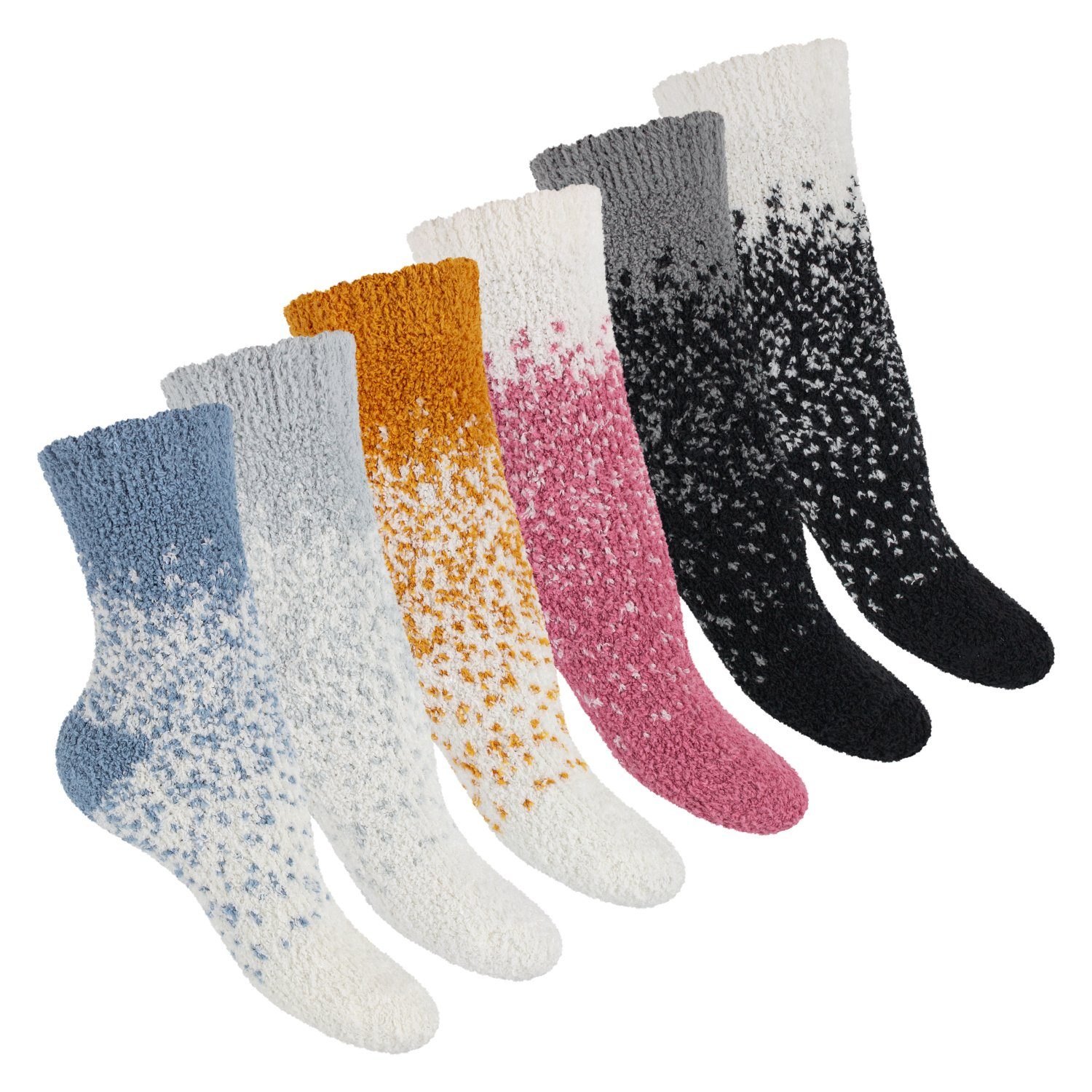 Footstar Kuschelsocken Plüschsocken für Damen & Herren Socken (6 Paar) Snow