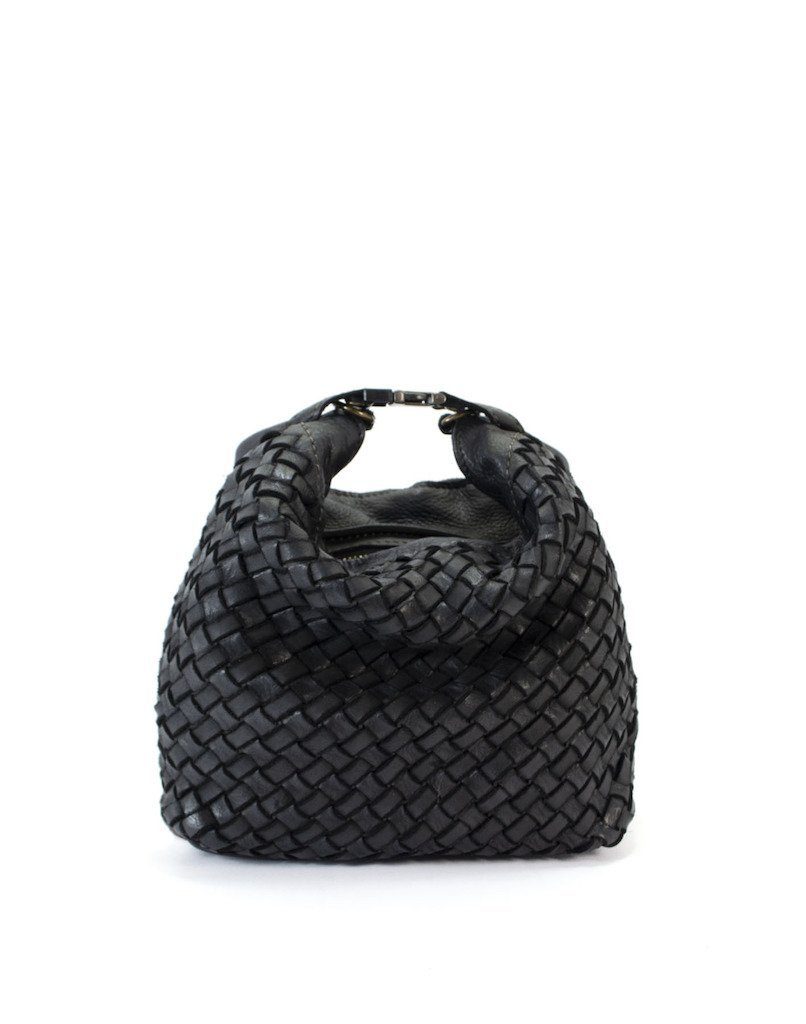 Damen Umhängetasche Veloursleder - Gewebte Designer Handtasche Kaffee