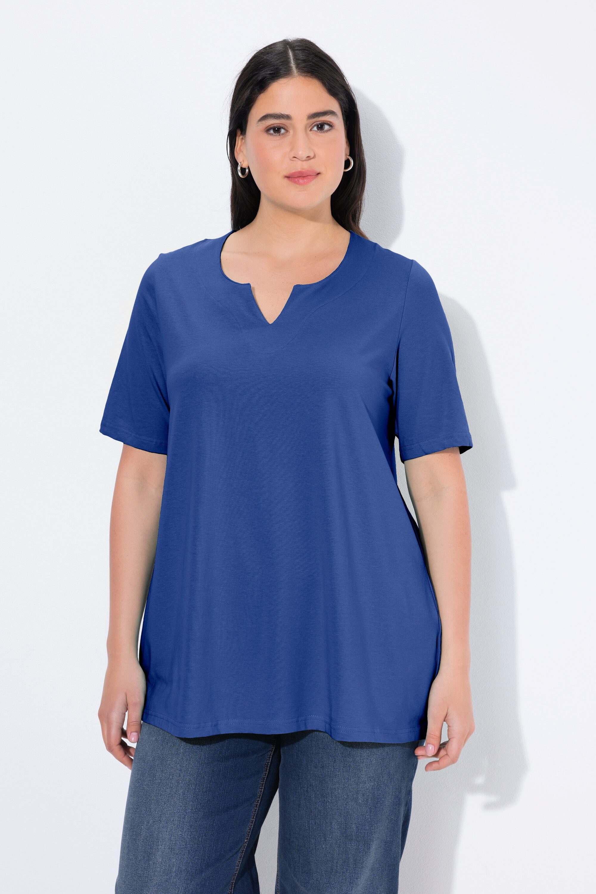 T-Shirt T-Shirt A-Linie Tunika-Ausschnitt Halbarm