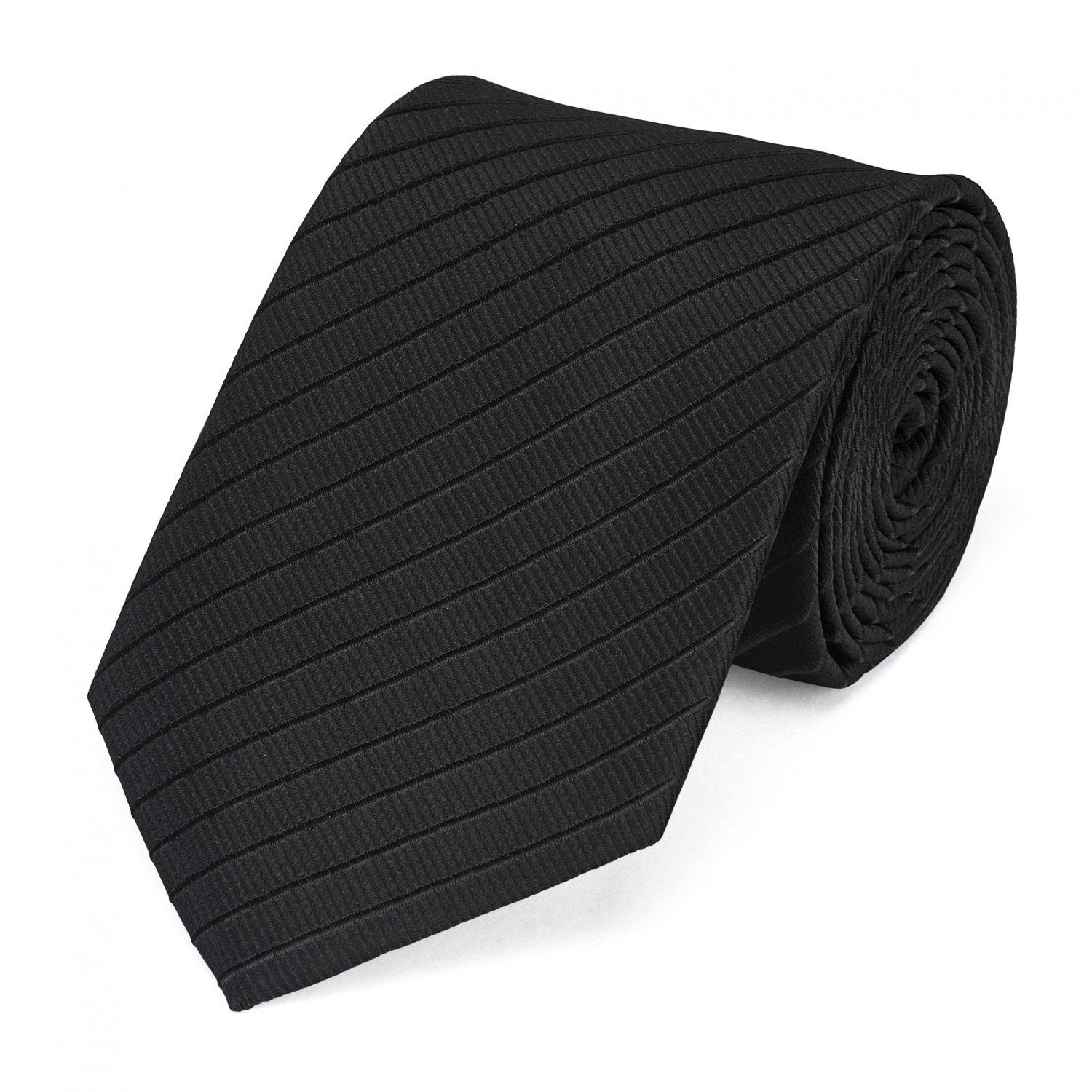 Fabio Farini Krawatte gestreifte Herren Krawatte - Tie mit Streifen in 6cm oder 8cm Breite (ohne Box, Gestreift) Breit (8cm), Schwarz feine Struktur