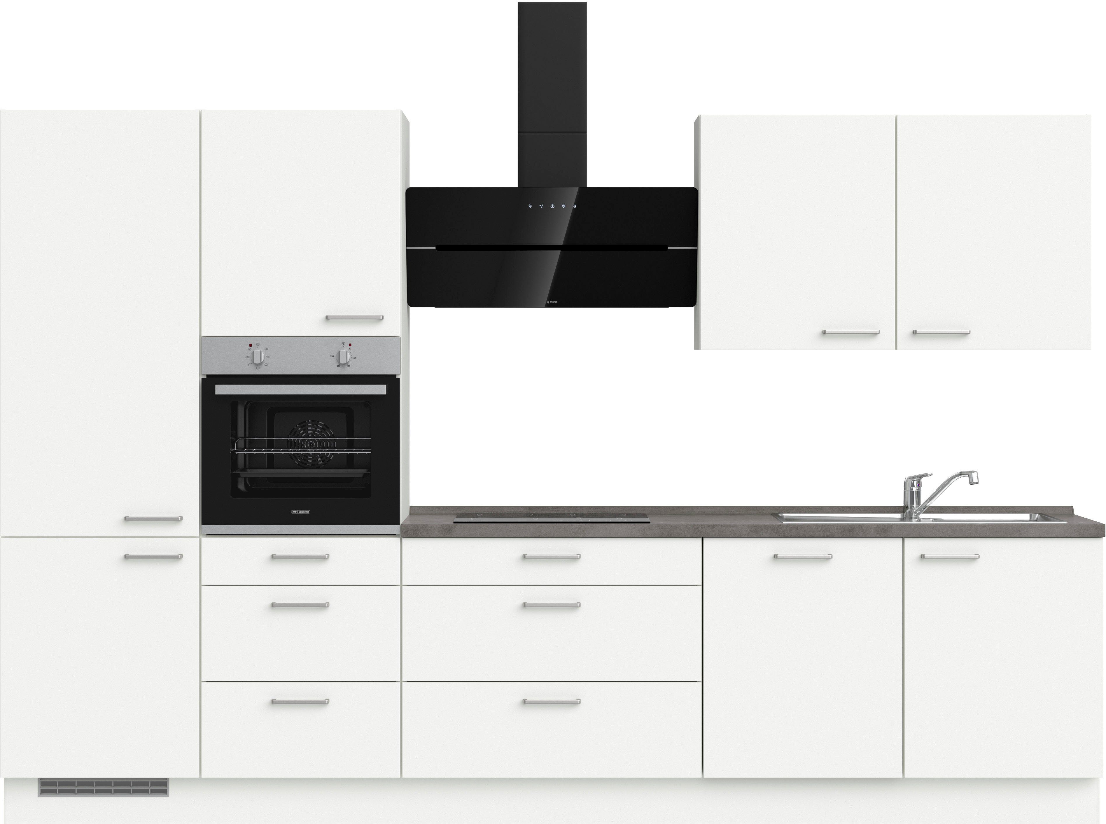 nobilia® Küchenzeile "Touch II", NEU: individuell anpassbar mit gratis Profi-Beratung, vormontiert, Breite 330 cm, Ausrichtung wählbar, wahlw. mit E-Geräten