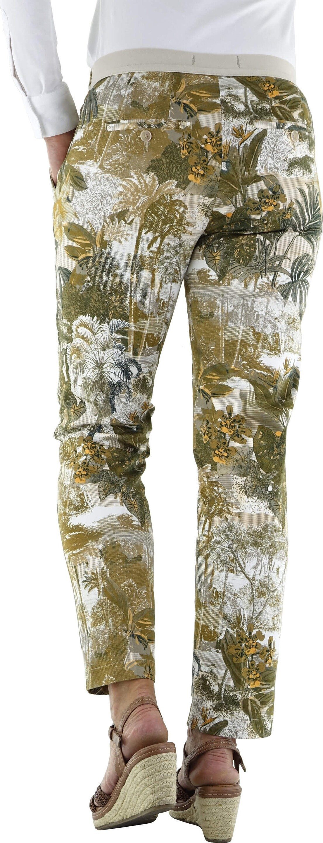 Brax 7/8-Hose BRAX 7/8 Druckhose Maron khaki mit Palmenmuster