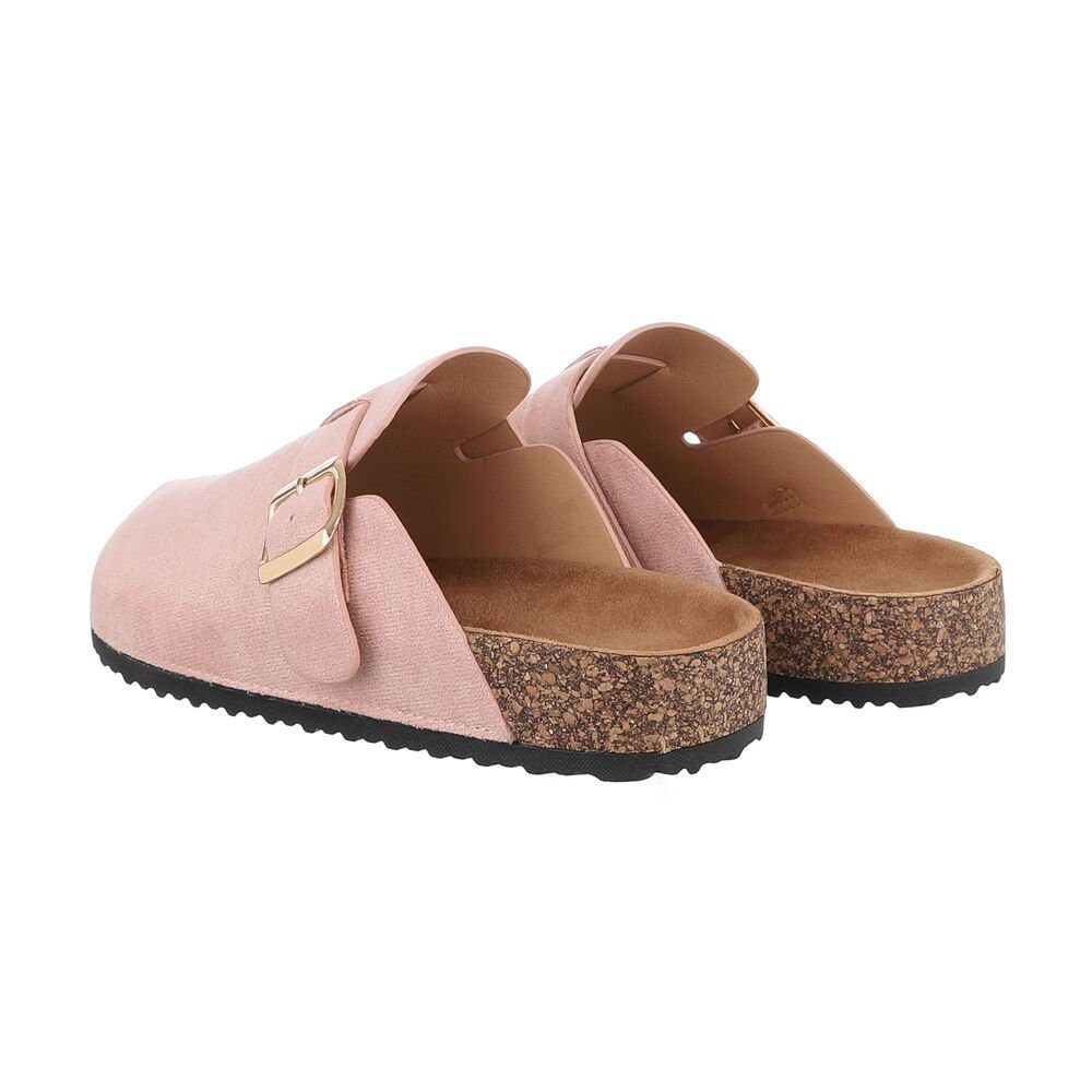 Ital-Design Eleganter Damenschuh mit Schnalle für Alltag und Freizeit Pantolette (85275926) Flach Pantoletten in Altrosa