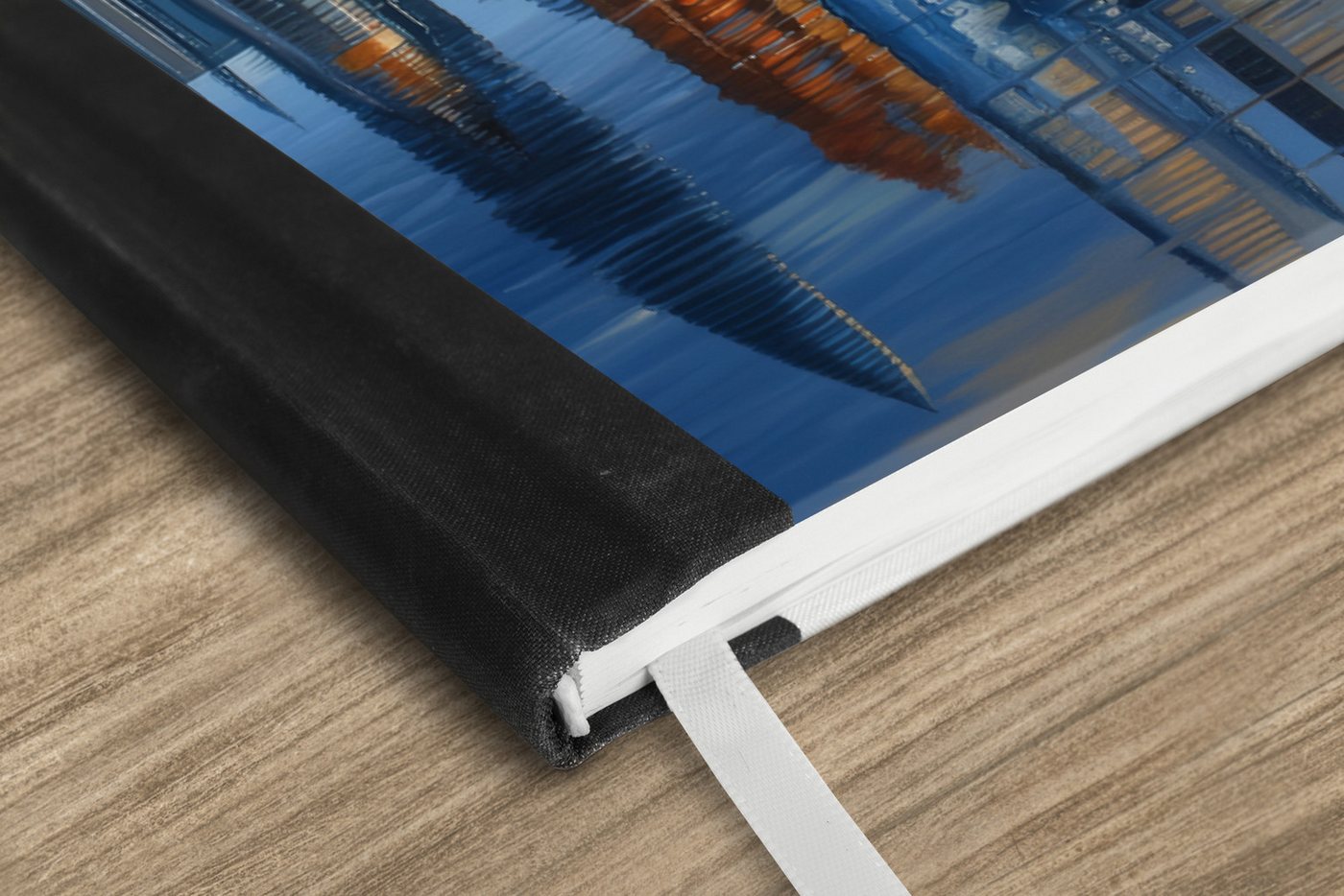 Thumbnail - MuchoWow Notizbuch Skyline - Wolkenkratzer - Wasser - Blau, Notebook, Notizblock a5, Tagebuch, Journal Liniert