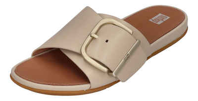 Fitflop GRACIE MAXI-BUCKLE LEATHER SLIDES Zehentrenner Beige