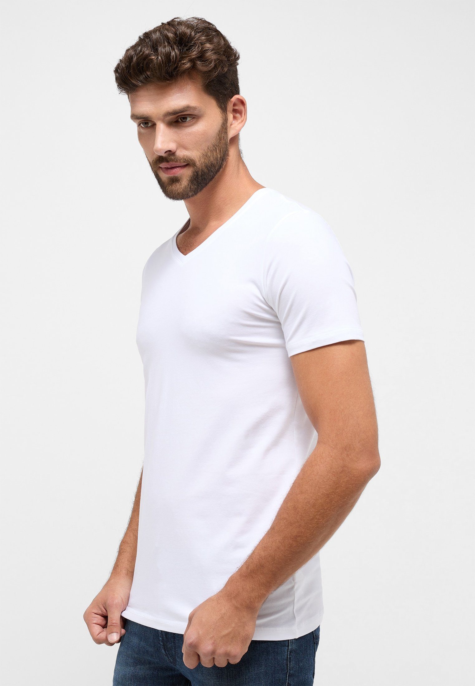 Eterna V-Shirt weiß