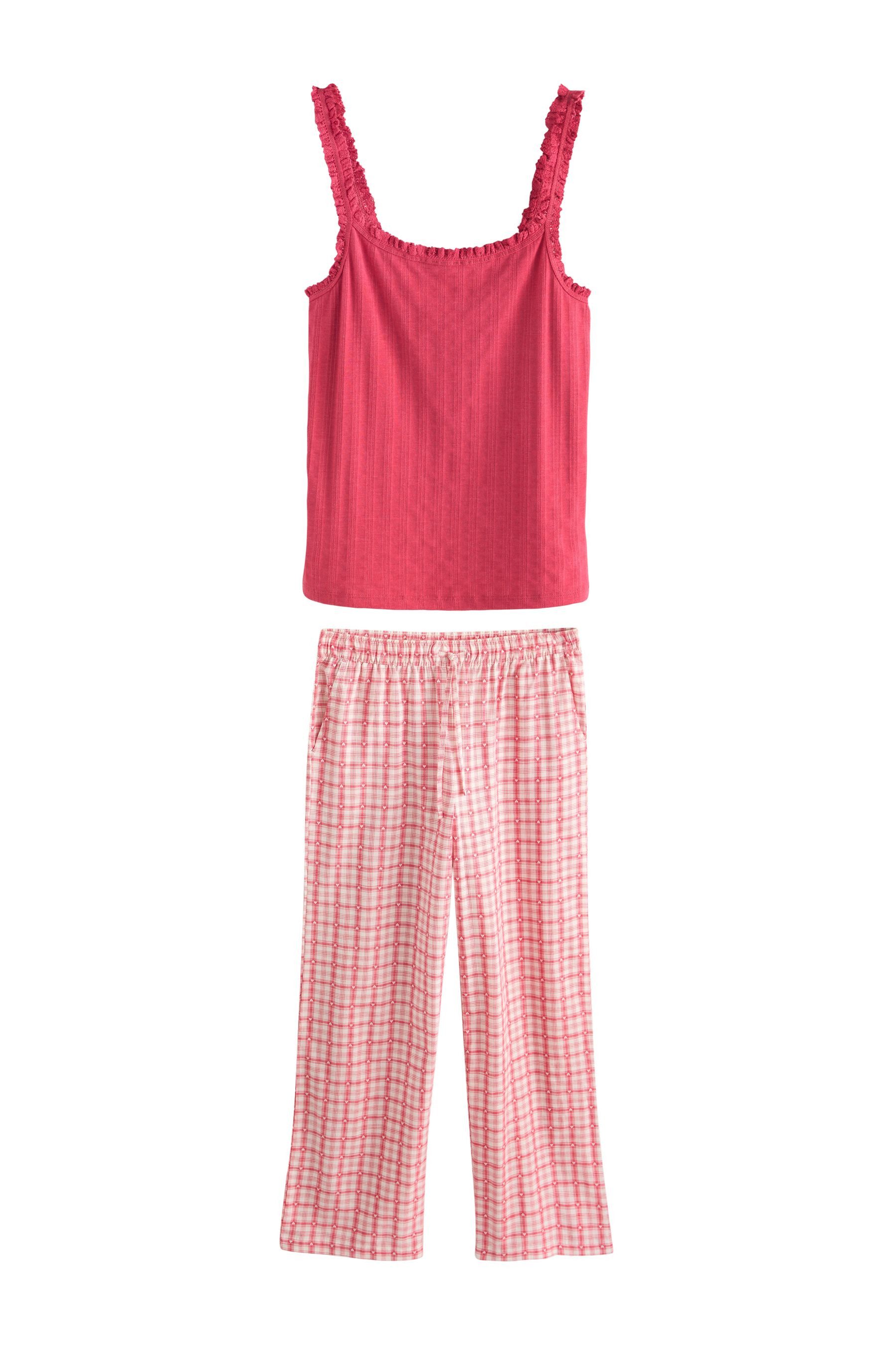 Pyjama Schlafanzug mit geripptem Trägertop und Herzmotiv