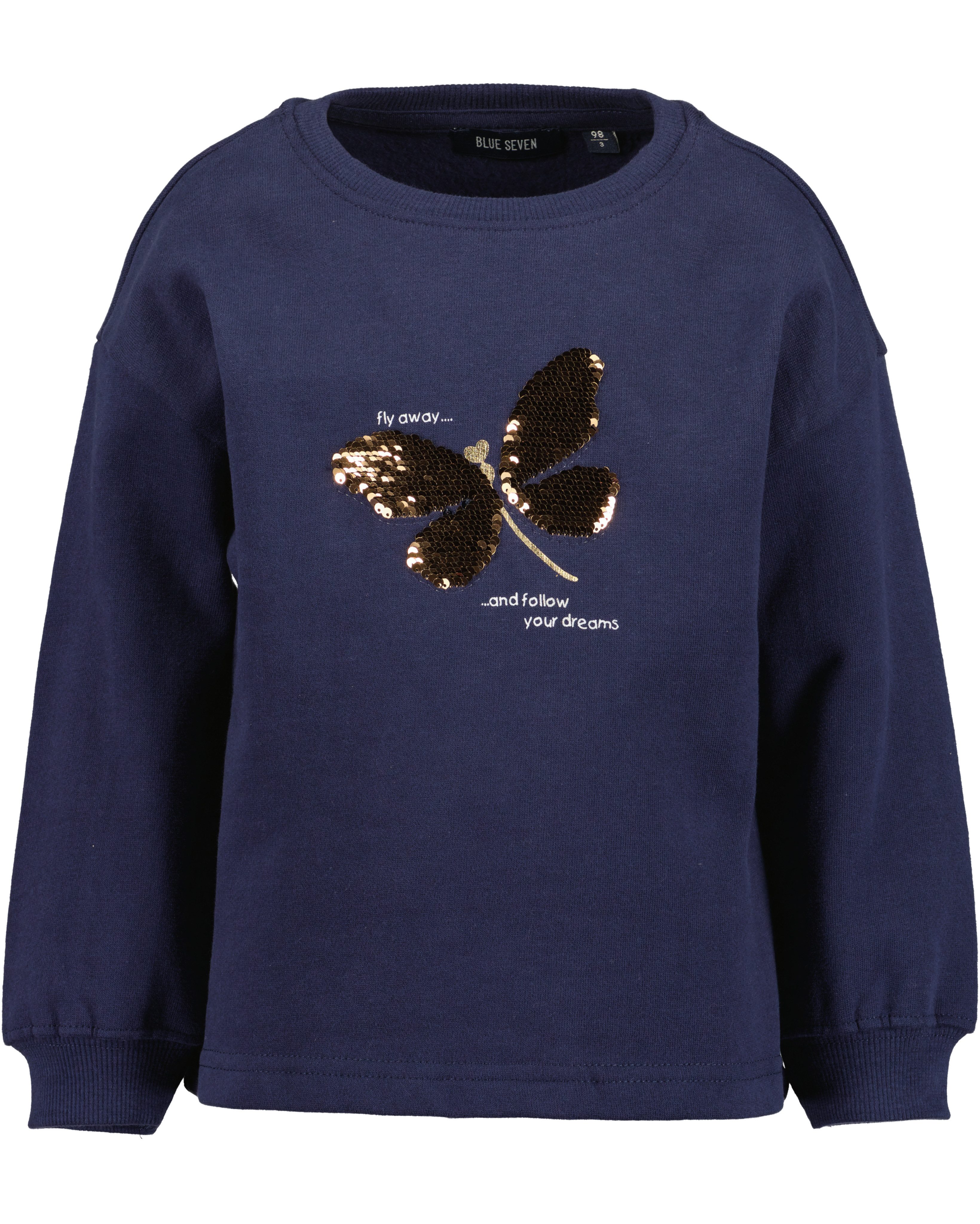 Blue Seven Sweatshirt Frontmotiv mit funkelnden Wendepailletten