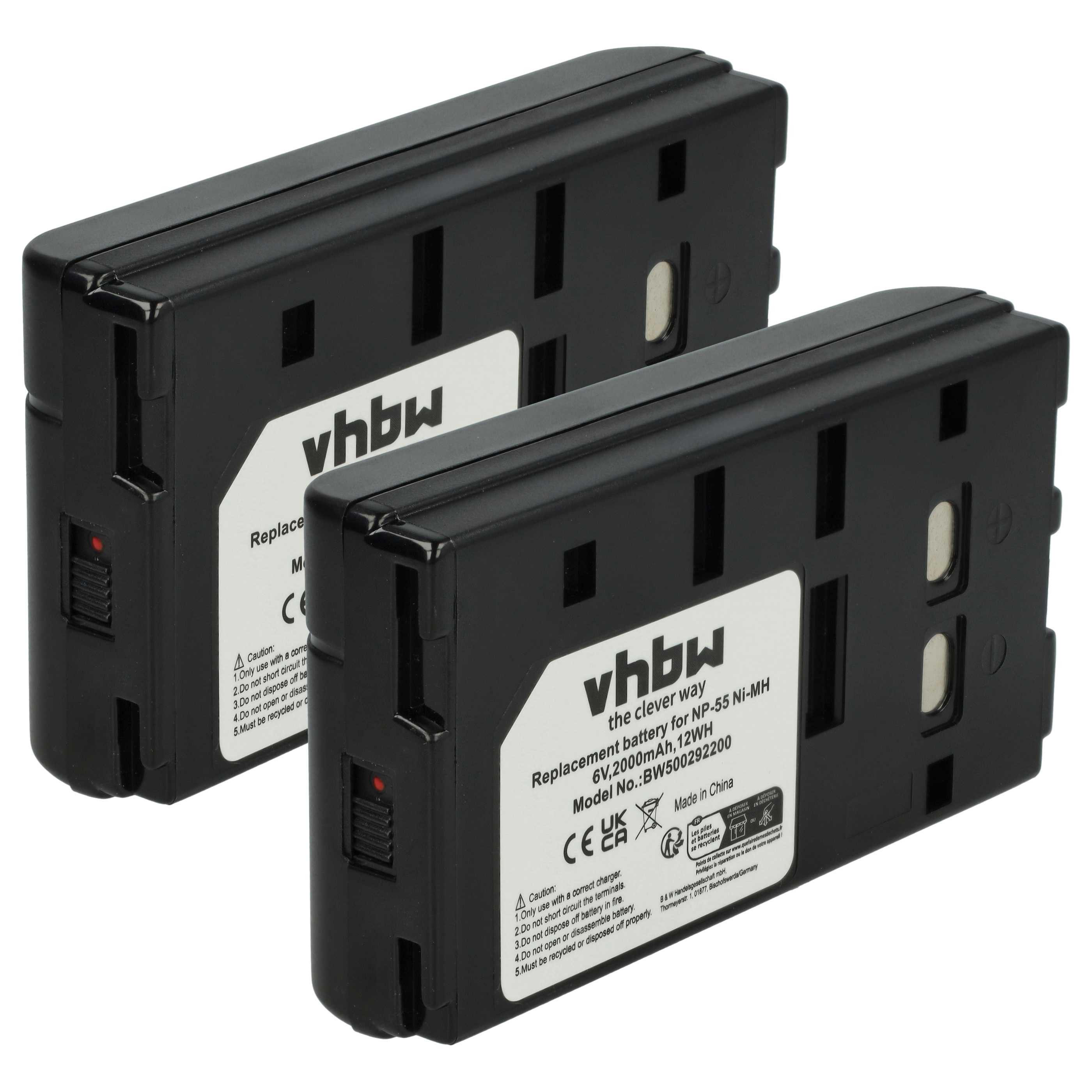 vhbw Akku Ersatz für Panasonic P-V213A - P-V611A, VW-VBS1E/2E, VM-VBR1E/2E, Kamera-Akku Akku NiMH 2000 mAh (6 V, 2 St), Leistungsfähige Austausch-Akkus für Ihre Videokamera, Wiederaufladbar