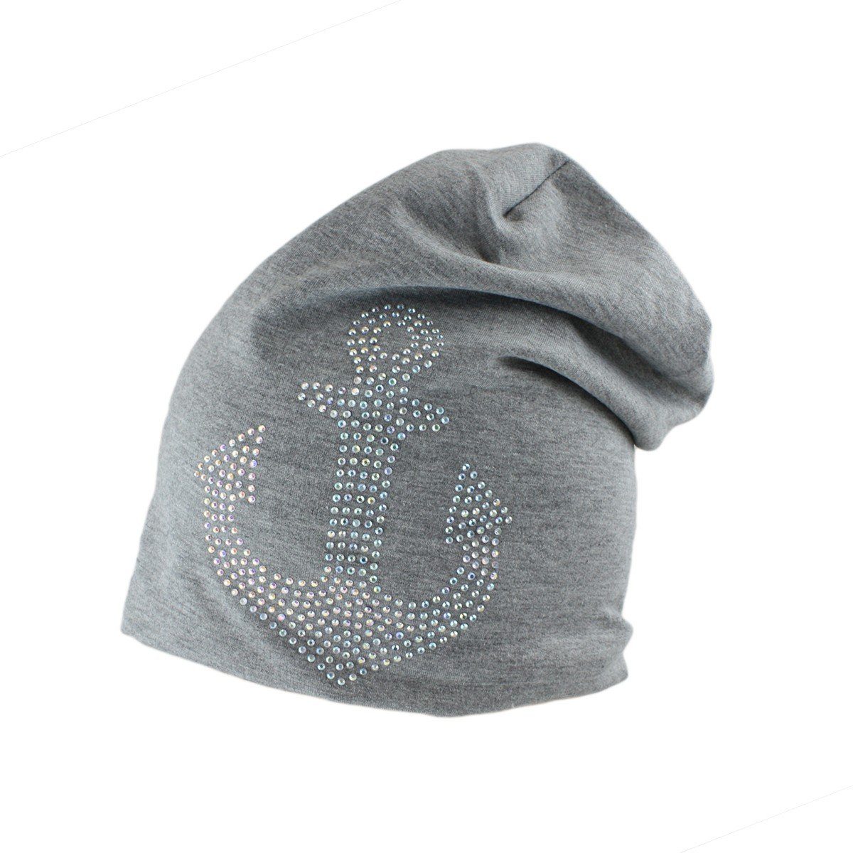 Anker Originelli hellgrau Futter Beanie mit und Anker Mütze Strass Fleece Sonia Beanie