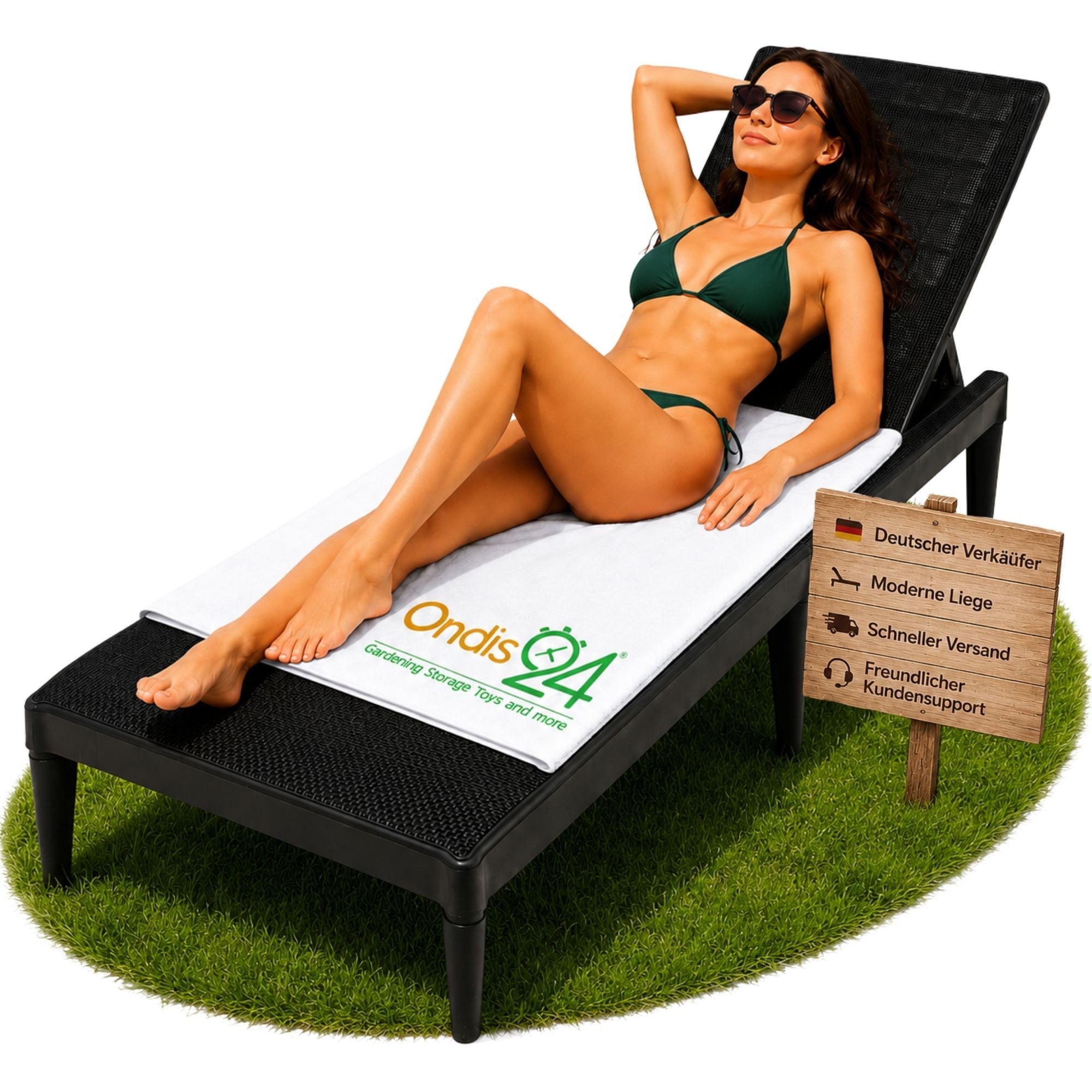 ONDIS24 Gartenliege Sonnenliege Sirolo anthrazit Rattanoptik aus UV-beständigem Kunststoff, 1 St., 60 x 186 x 29 cm mit verstellbarer Rückenlehne für Terrasse & Pool