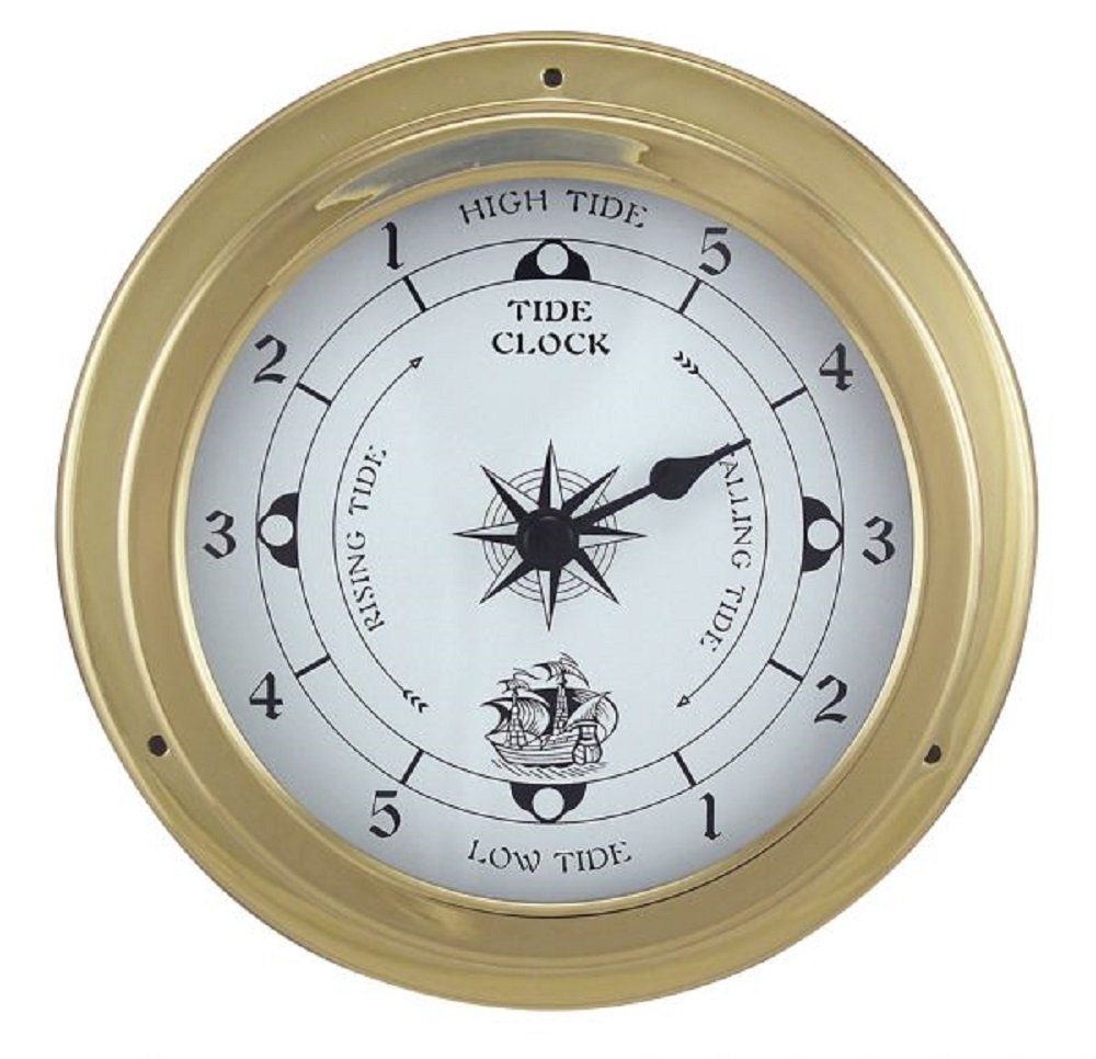Linoows Uhr Tidenuhr, Schiffsuhr, Bootsuhr mit Tidezeiger 14,5 cm