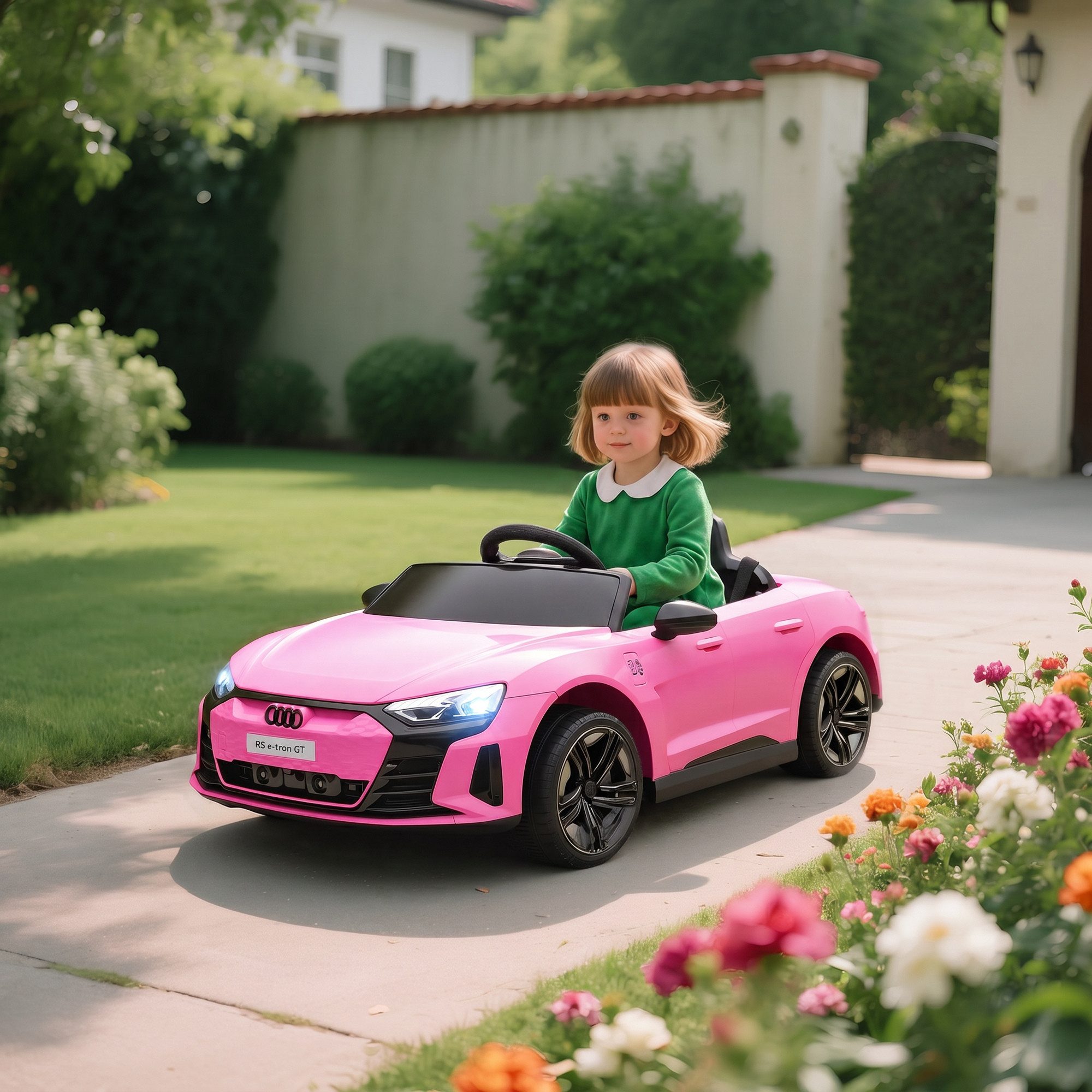 HOMCOM Elektro-Kinderauto 12V Audi E-tron mit Fernbedienung, Musikfunktion, Belastbarkeit 25 kg, (1-tlg), für Garten, Balkon, Rosa