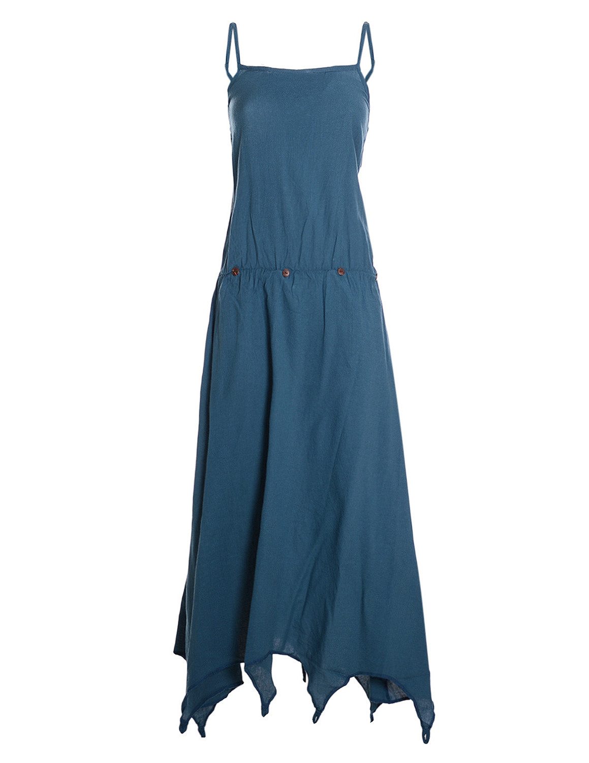 Sommerkleid Strandkleid Damen Zipfel verstellbar Spaghettiträger Baumwolle