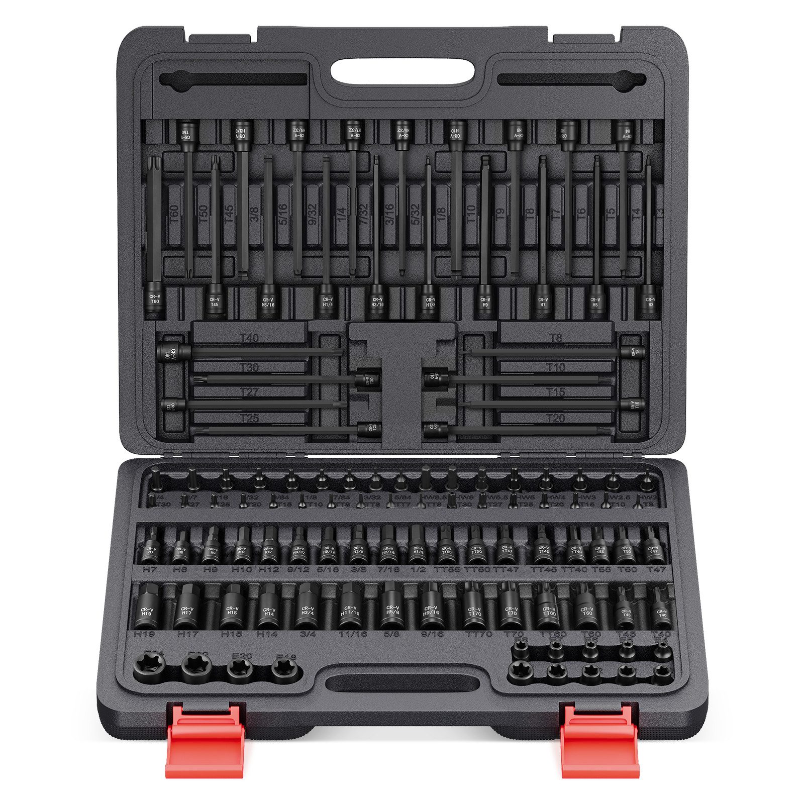 Walter Stahl Germany control Bit- und Steckschlüsselset 107 tlg. Steckschlüssel Satz, 1/4", 3/8", 1/2" Antrieb, Set, 107-St., Die ideale Wahl für Profis und Heimwerker., Bit-Set 107-tlg,in schlagfester Kunststoffbox