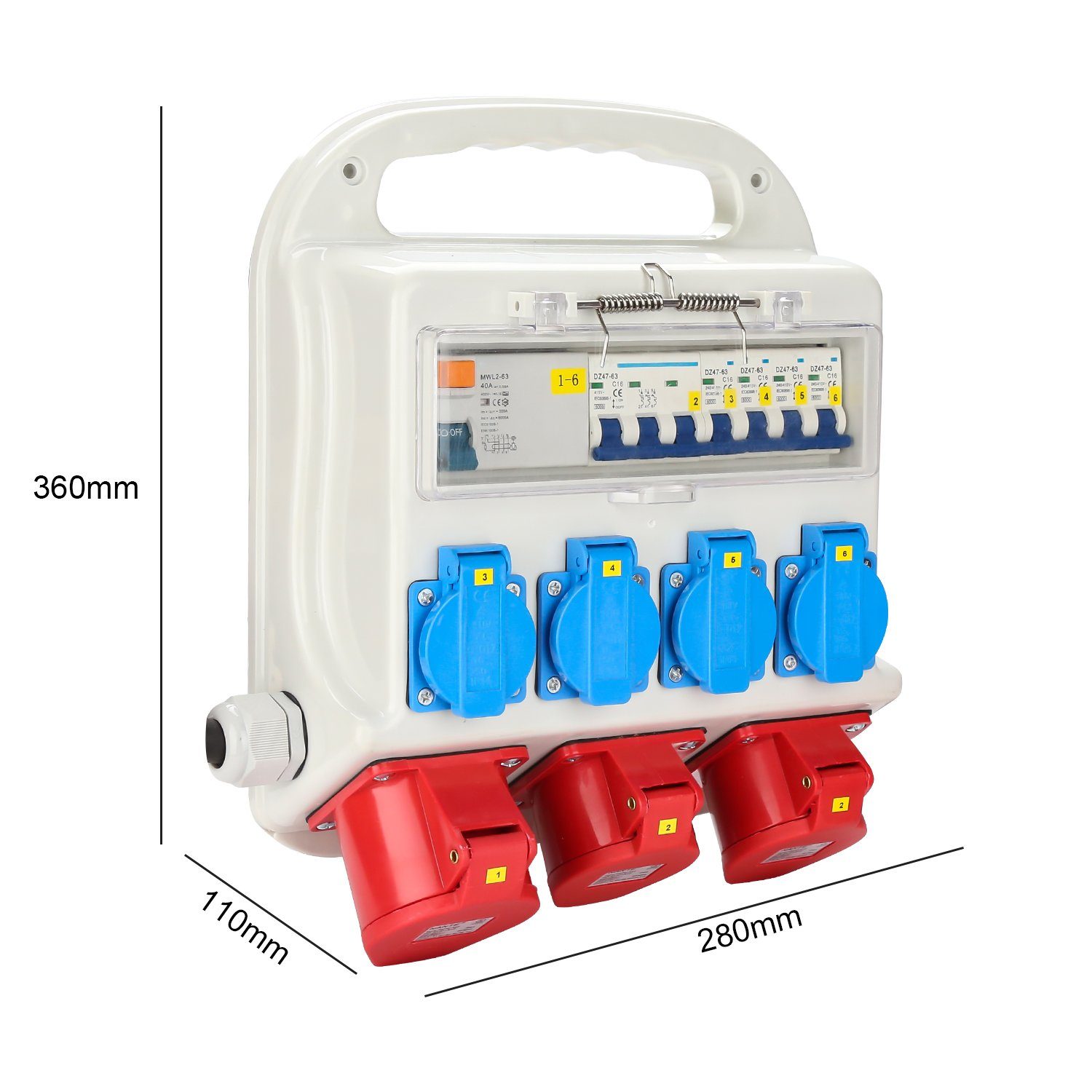Clanmacy Stromverteiler CEE Adapter Stromverteiler Baustromverteiler Starkstrom Steckdosenverteiler