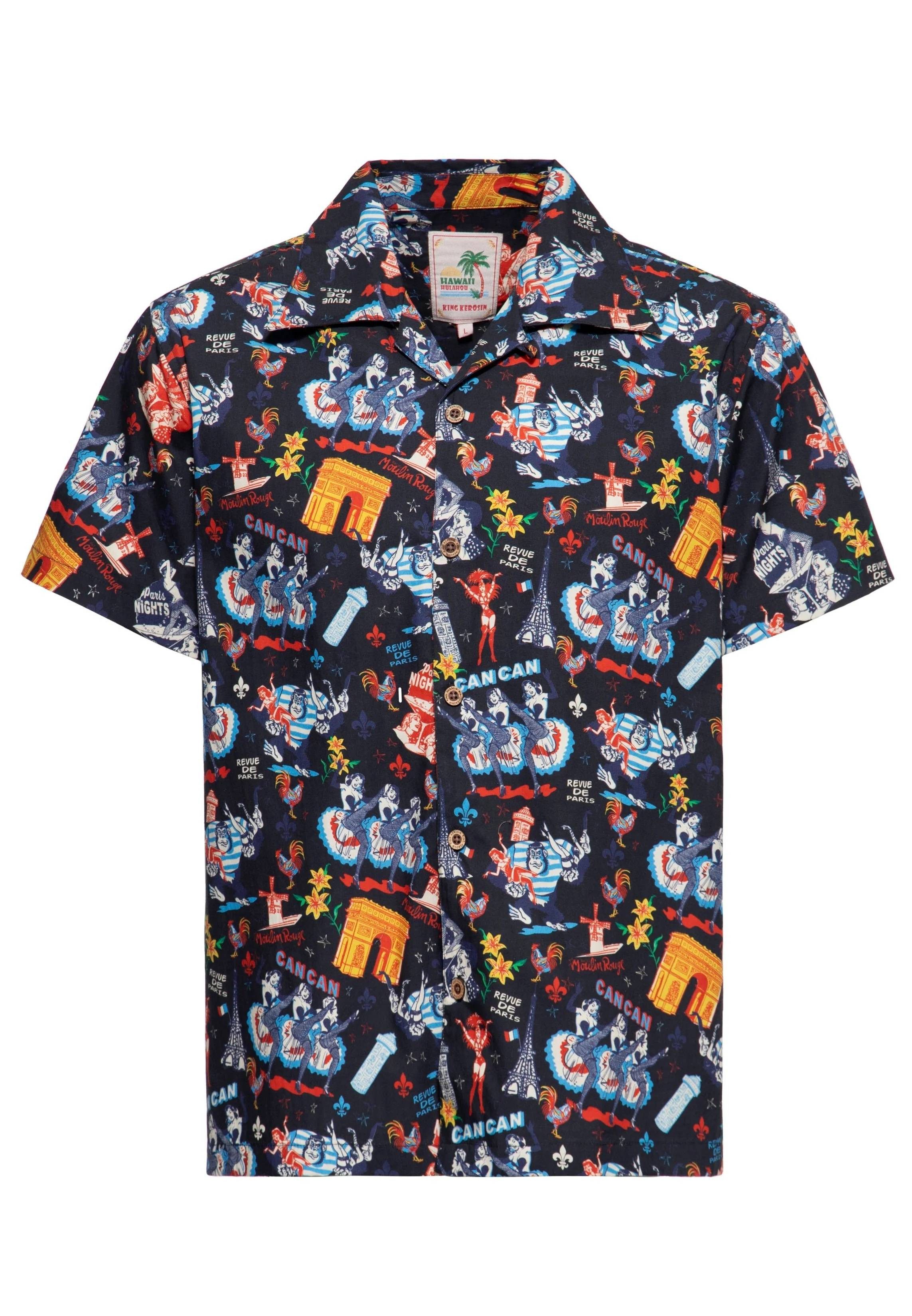 King Kerosin Kurzarmhemd Hemd King Kerosin Paris Hawaiian Style