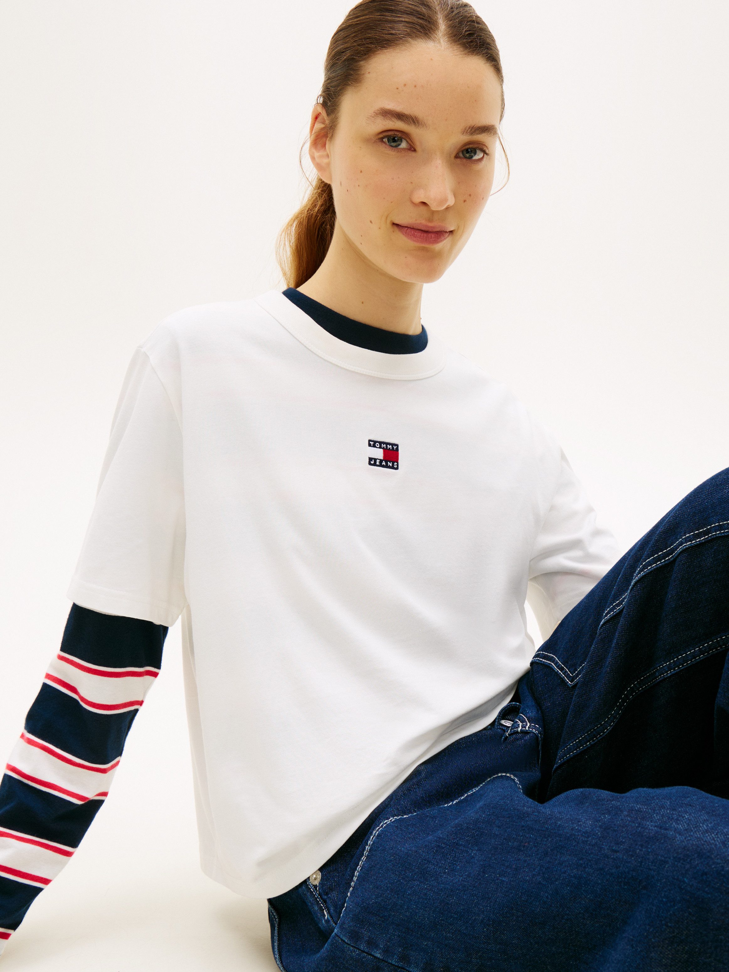 Tommy Jeans Kurzarmshirt TJW BXY BADGE TEE EXT Baumwolle, Boxy Fit