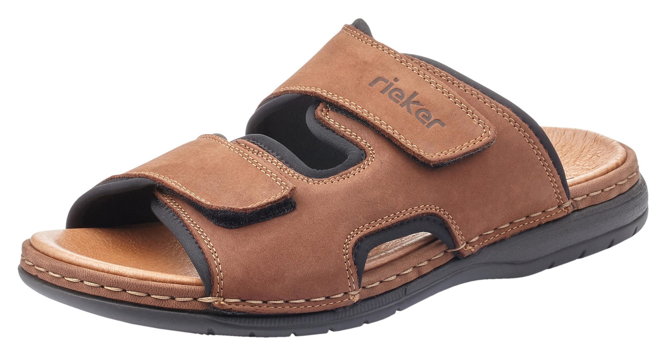 Rieker Pantolette Hausschuh, Sommerschuh, Urlaubschuh mit dezentem Logoschr günstig online kaufen