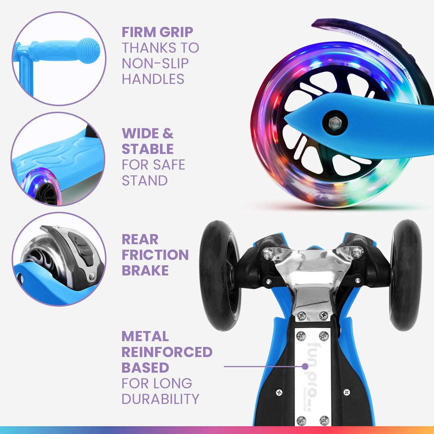 fun pro Cityroller fun pro TWO, Kick Scooter Roller Kinder - Stunt Tretroller Kinder klappbar
