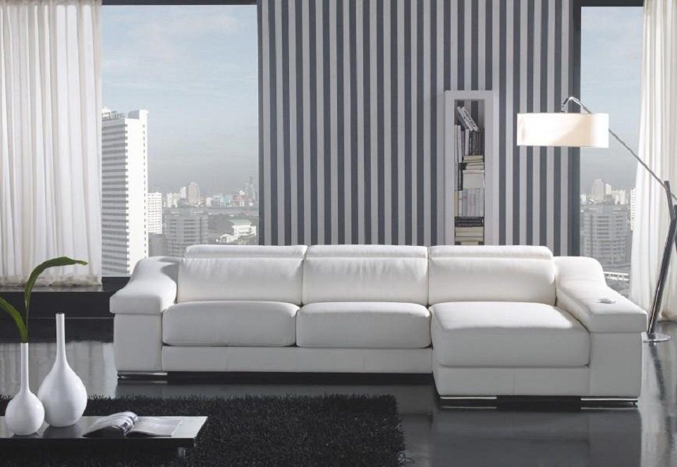 JVmoebel Ecksofa Eckcouch Eckge Wohnlandschaft L Form Sofa Ecksofa Polster Couch, Made in Europe Weiß