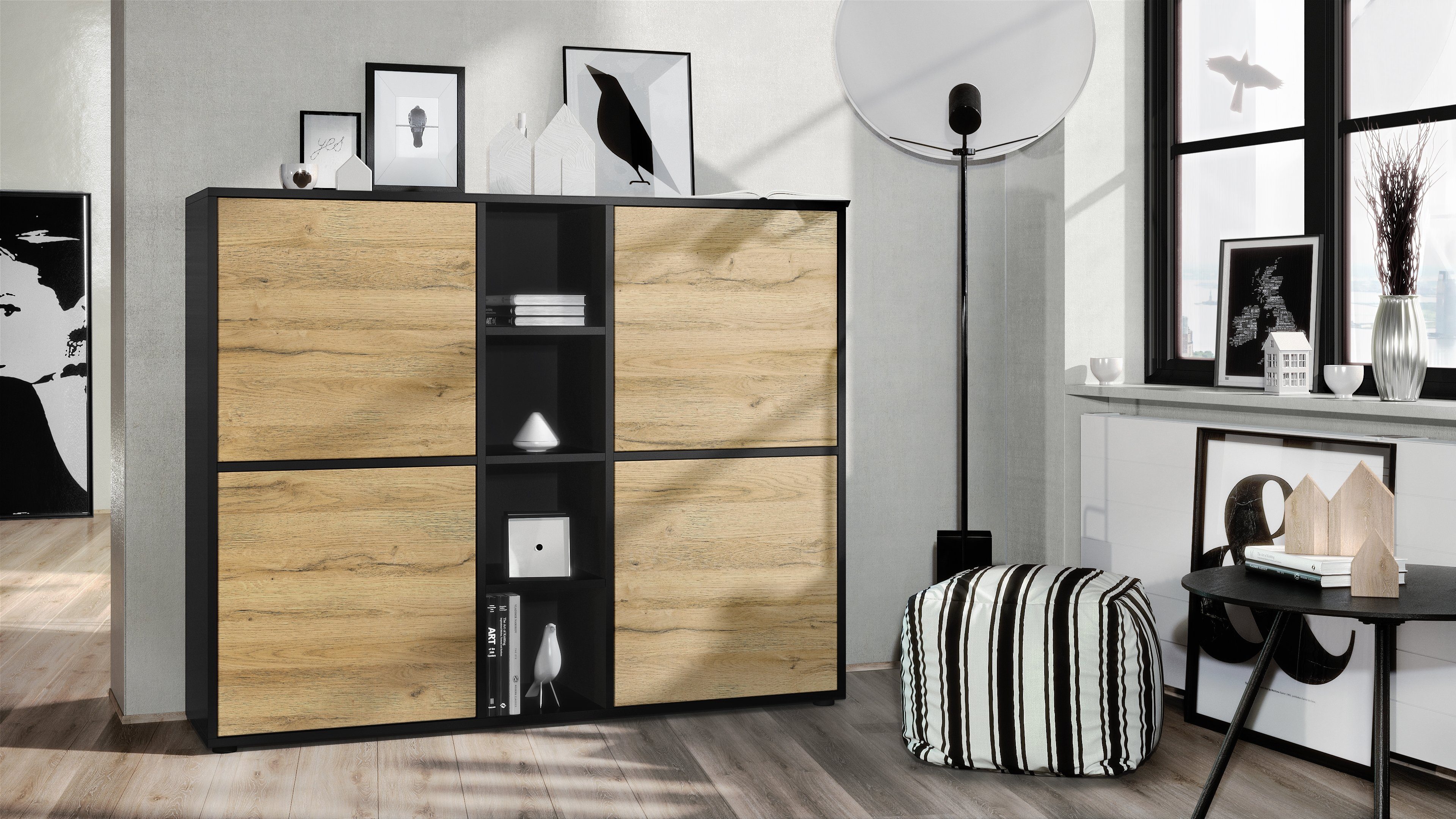 Vladon Highboard Cuba V3 (Highboard, Schrank Anrichte Cuba V3 mit 12 Fächer günstig online kaufen
