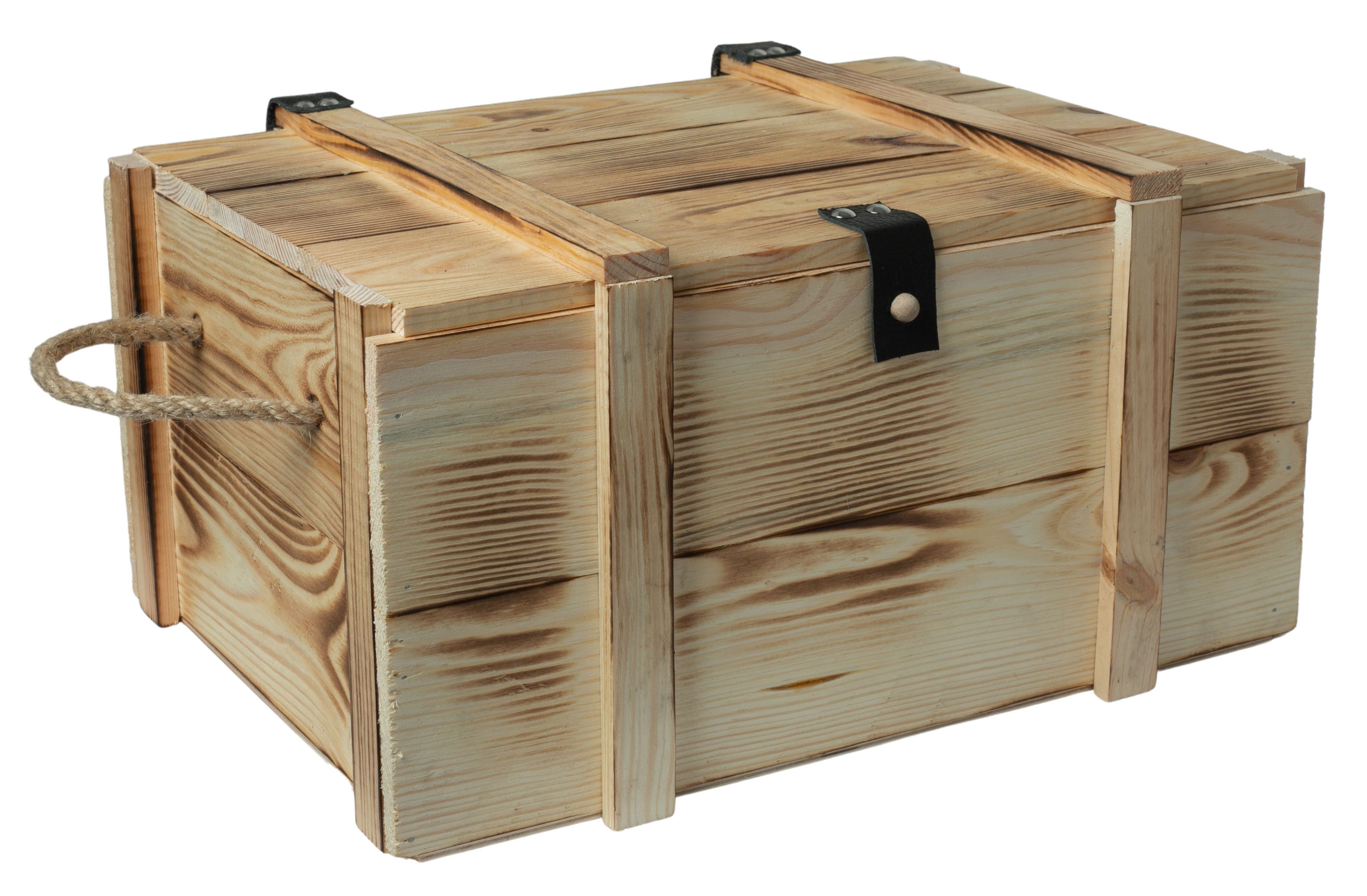 Kistenkolli Altes Land Allzweckkiste Weinbox 6er geflammt inkl. Holzwolle Weinkiste Geschenkekiste Holzkist (Spar-Set)