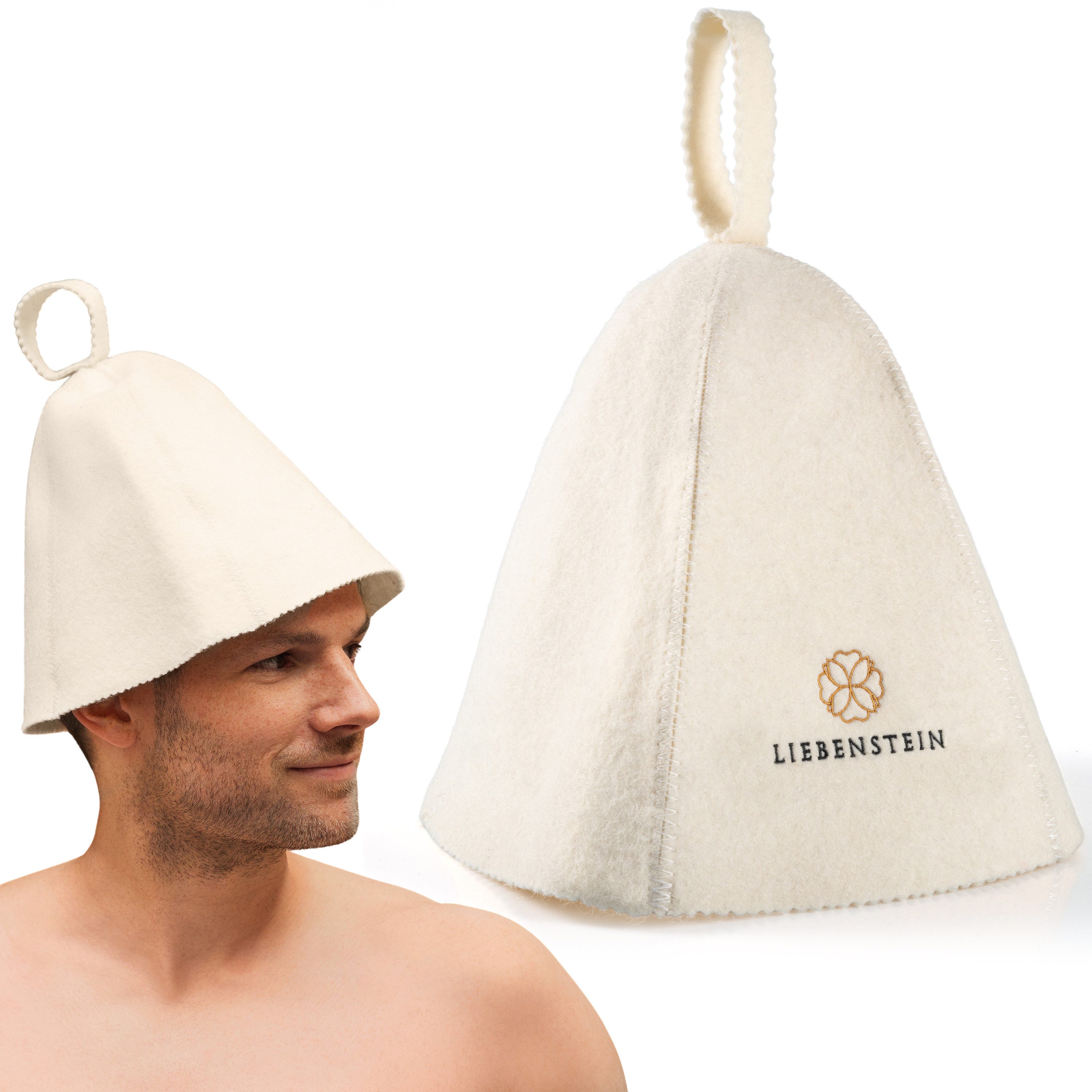 Liebenstein Filzhut Saunahut Damen & Herren – Sauna Mütze handgefertigt, 100% Wolle Hitzebeständig, atmungsaktiv, handgefertigt, Schlaufe zum Aufhängen