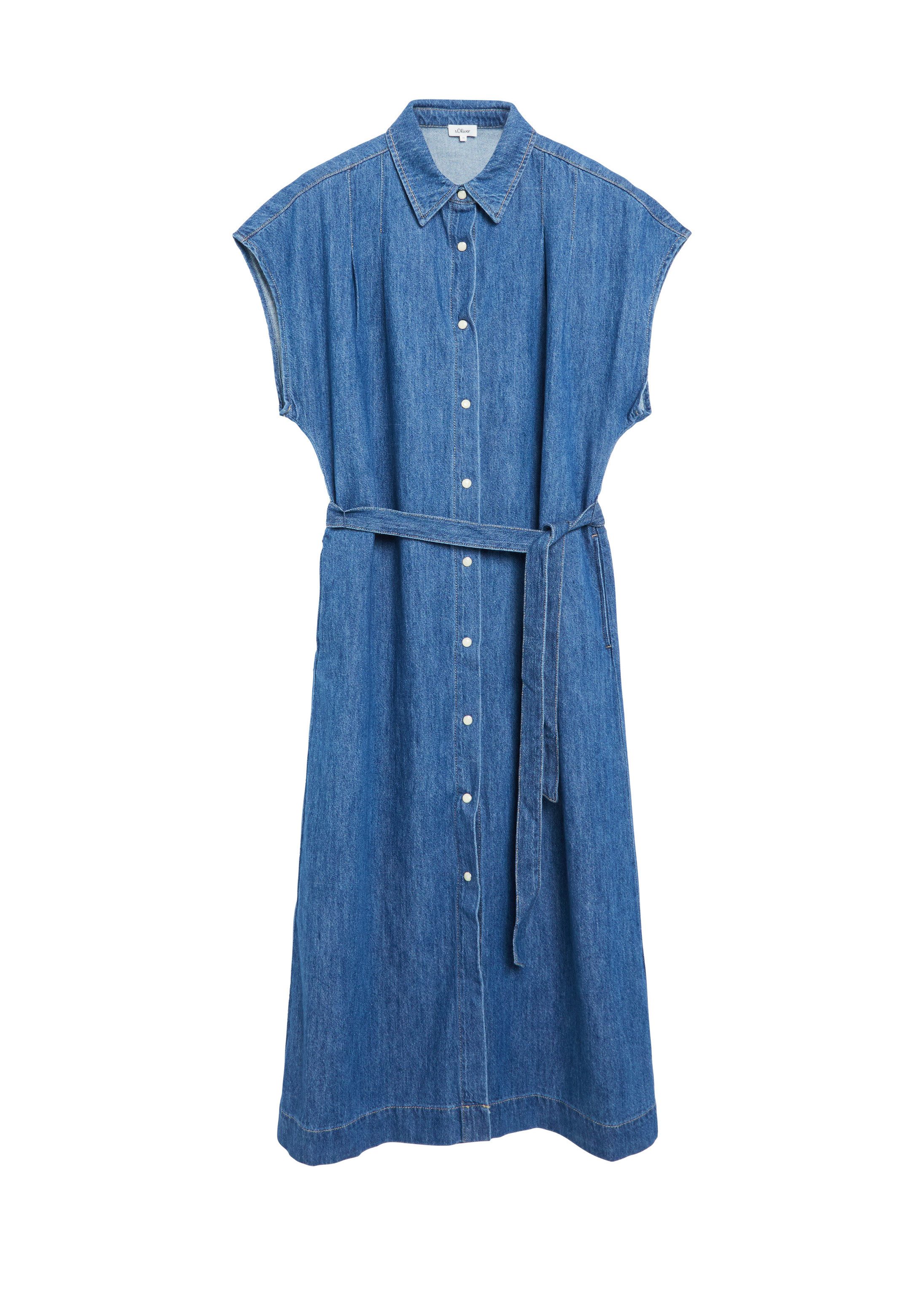s.Oliver Midikleid Kleid Midi-Denimkleid mit Eingrifftaschen