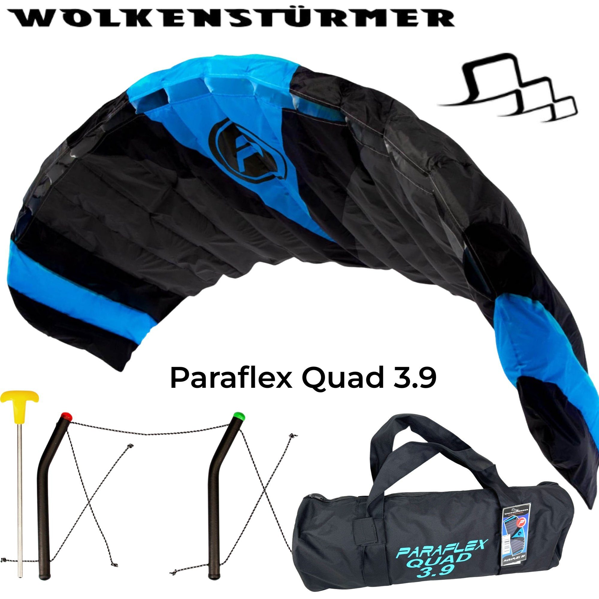Fahrradlenker Wolkenstürmer Paraflex Quad Lenkdrachen Lenkmatte Bar Kite Trainer