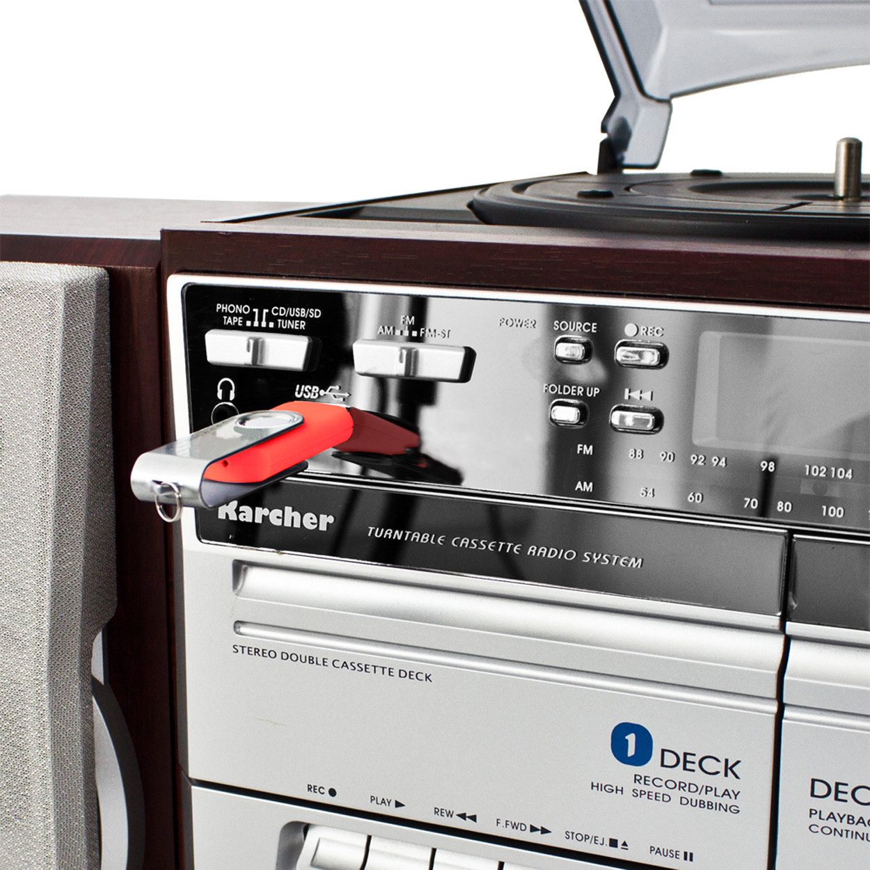 Karcher KA 320 Plattenspieler (Stereoanlage mit CD-Player, Kassettendeck, UKW Radio, USB) – Bild 4 von 5
