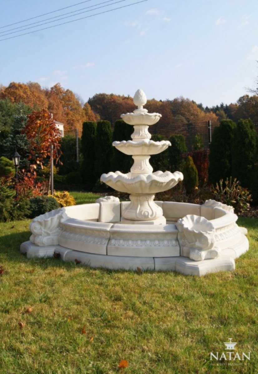 Stadt Skulptur Teich Skulptur Fontaine Springbrunnen Brunnen JVmoebel Becken Garten