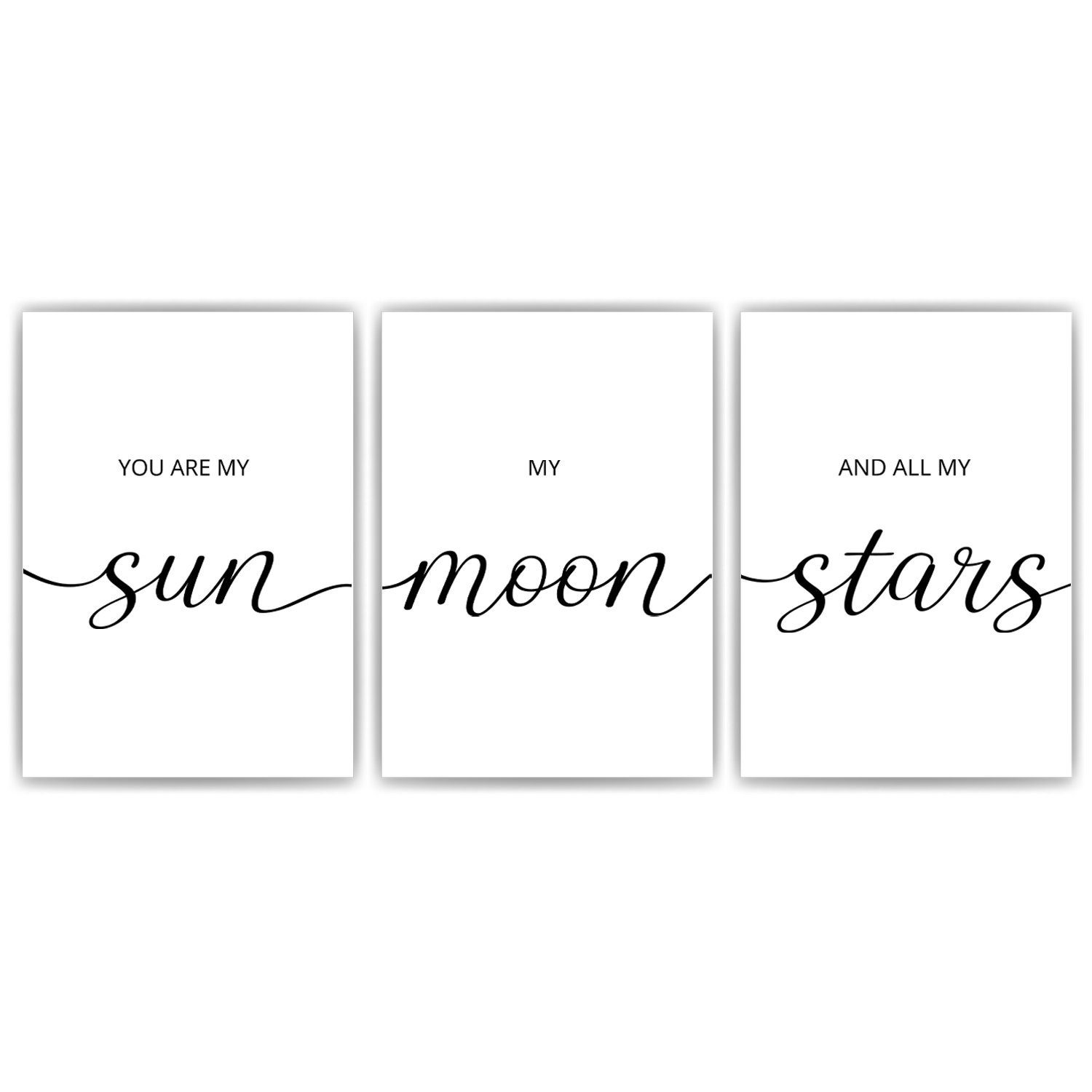 Poster are Sonne Stern You my Stars Sun 3er Tigerlino Moon Set Mond Wandbilder