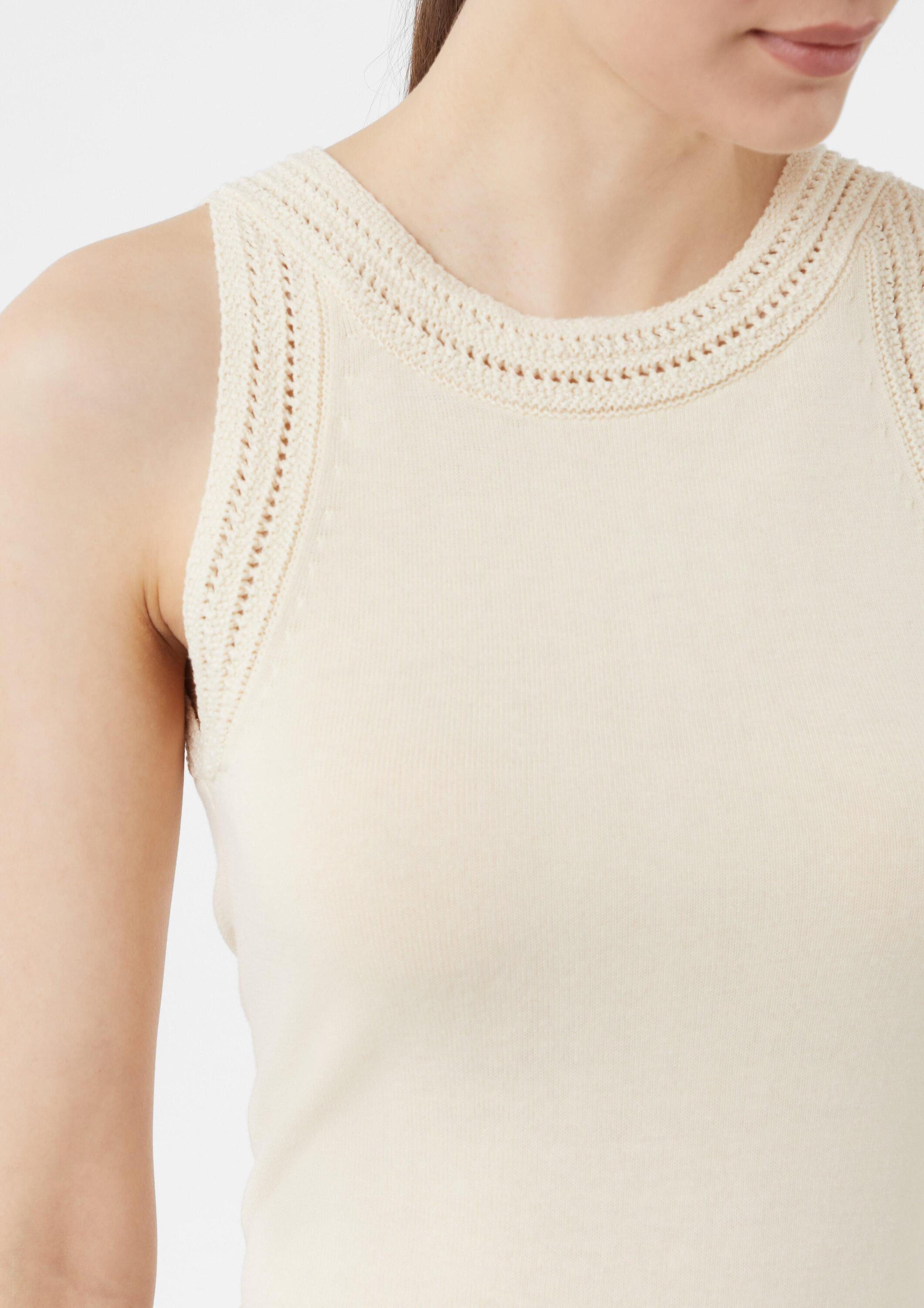 comma Rundhalspullover Strickpullunder Weiches Strick-Top mit Ajourmuster