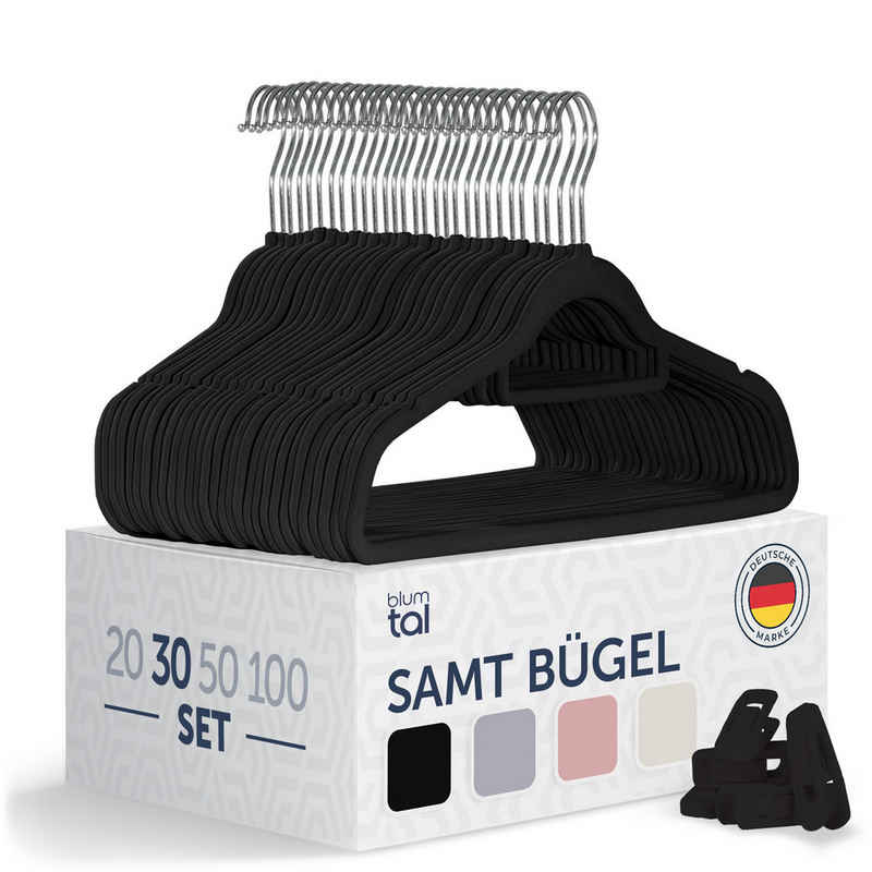 Blumtal Kleiderbügel Rutschfest - Samtoptik - Platzsparend, (30-tlg), Premium inkl. Krawattenhalter, 360° drehbar, Anti-Rutsch Bügel